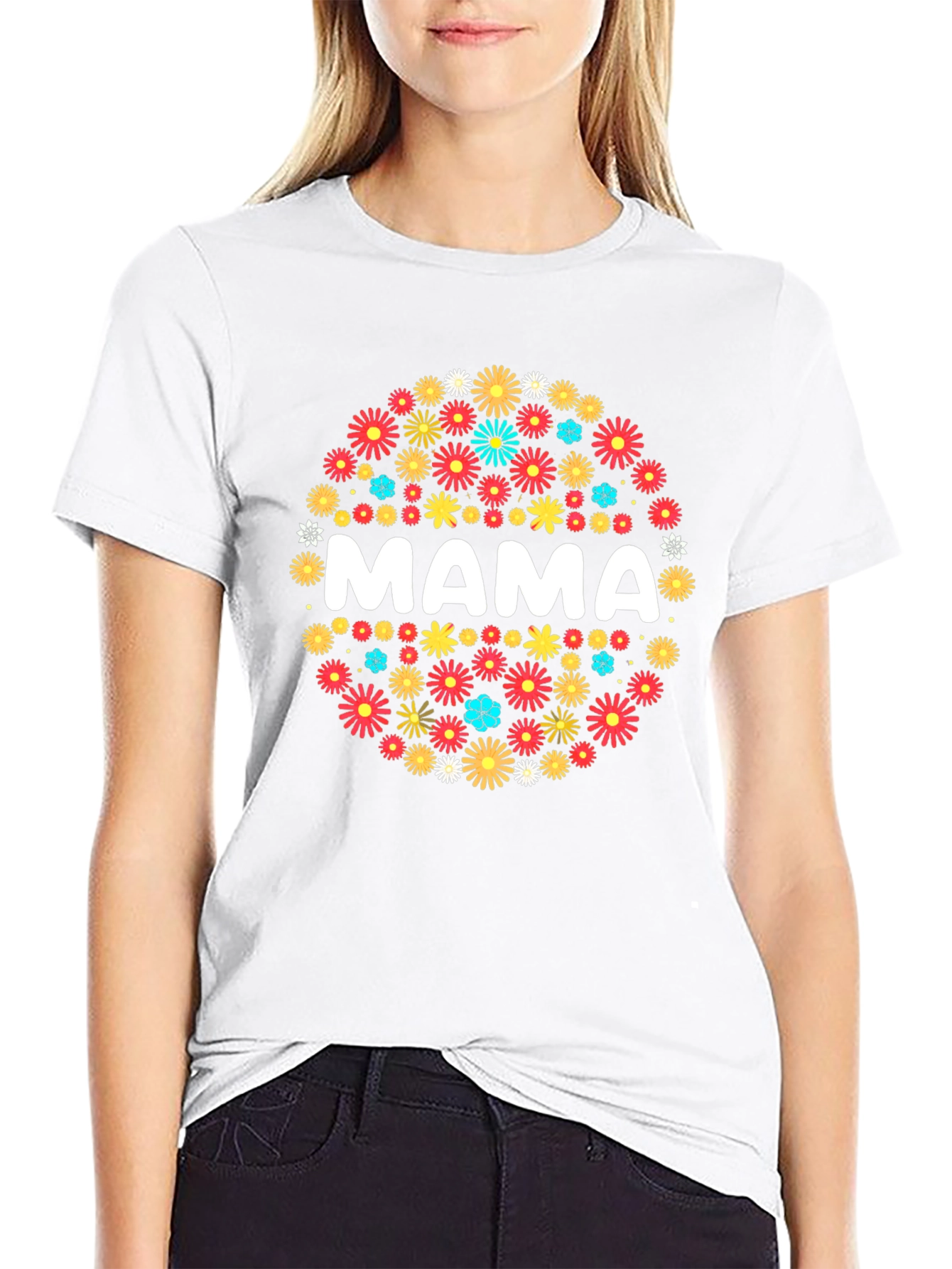 Floral Mama Graphic Tee - Black