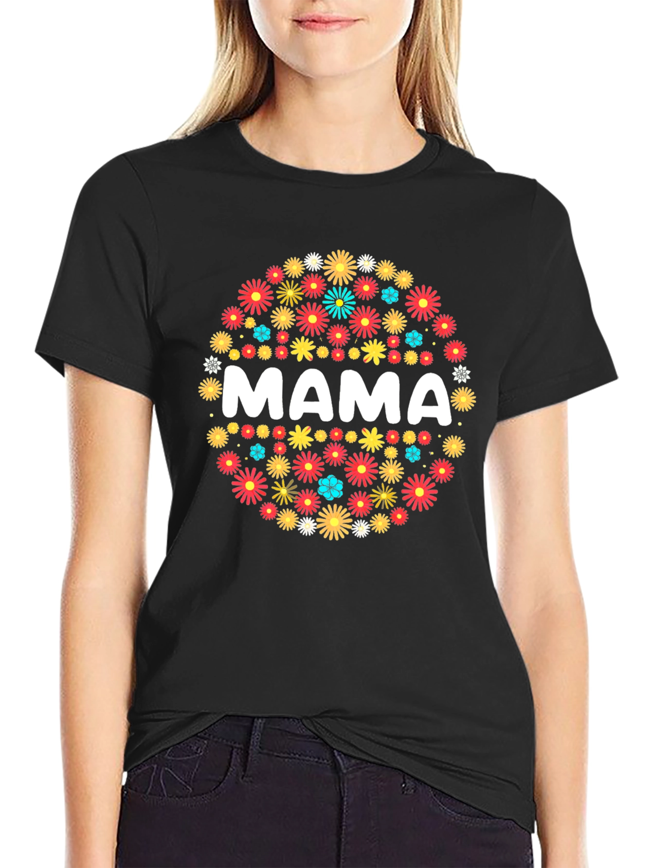 Floral Mama Graphic Tee - Black