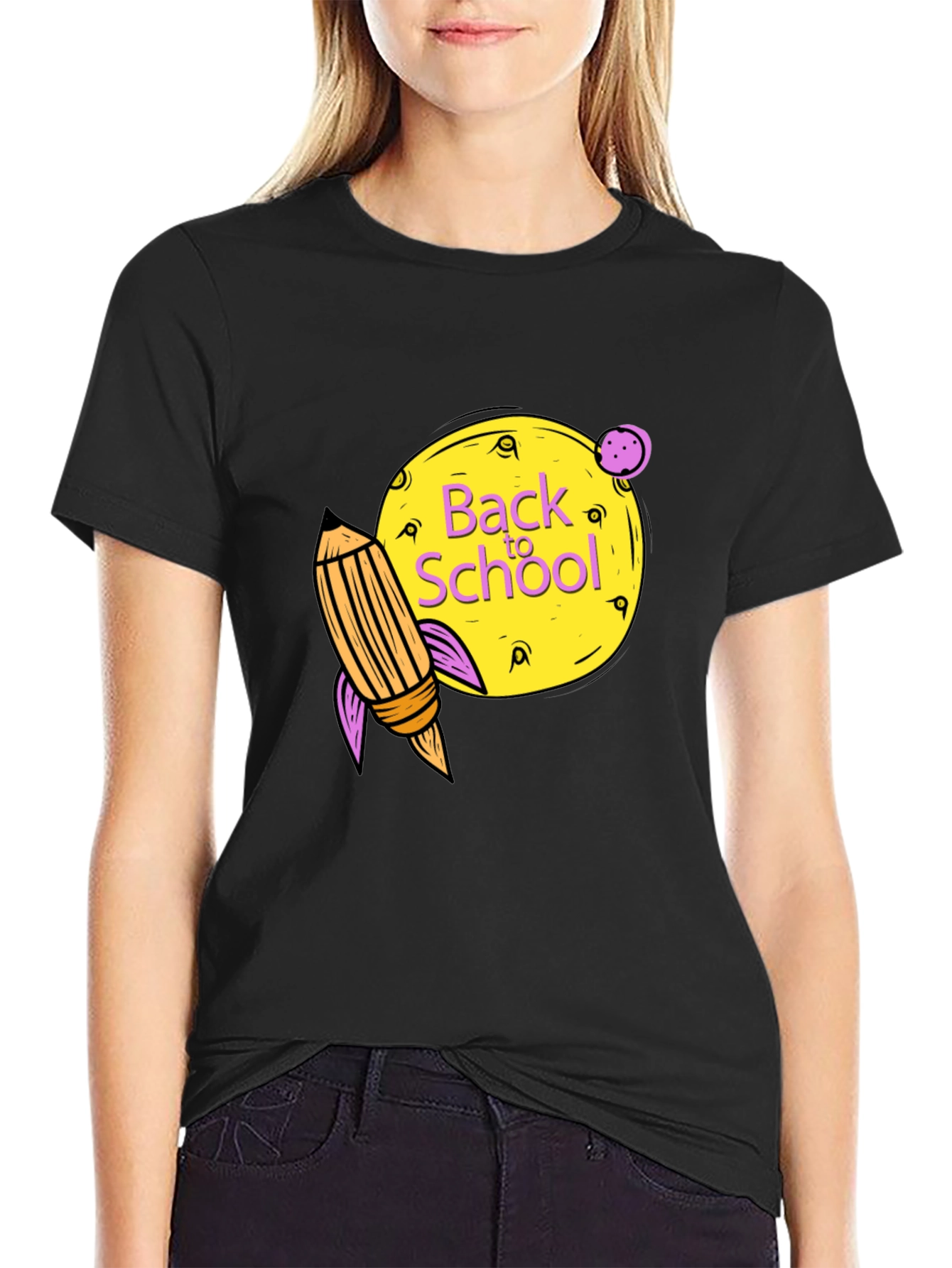 Back to School Graphic Tee - Black Cotton Shirt