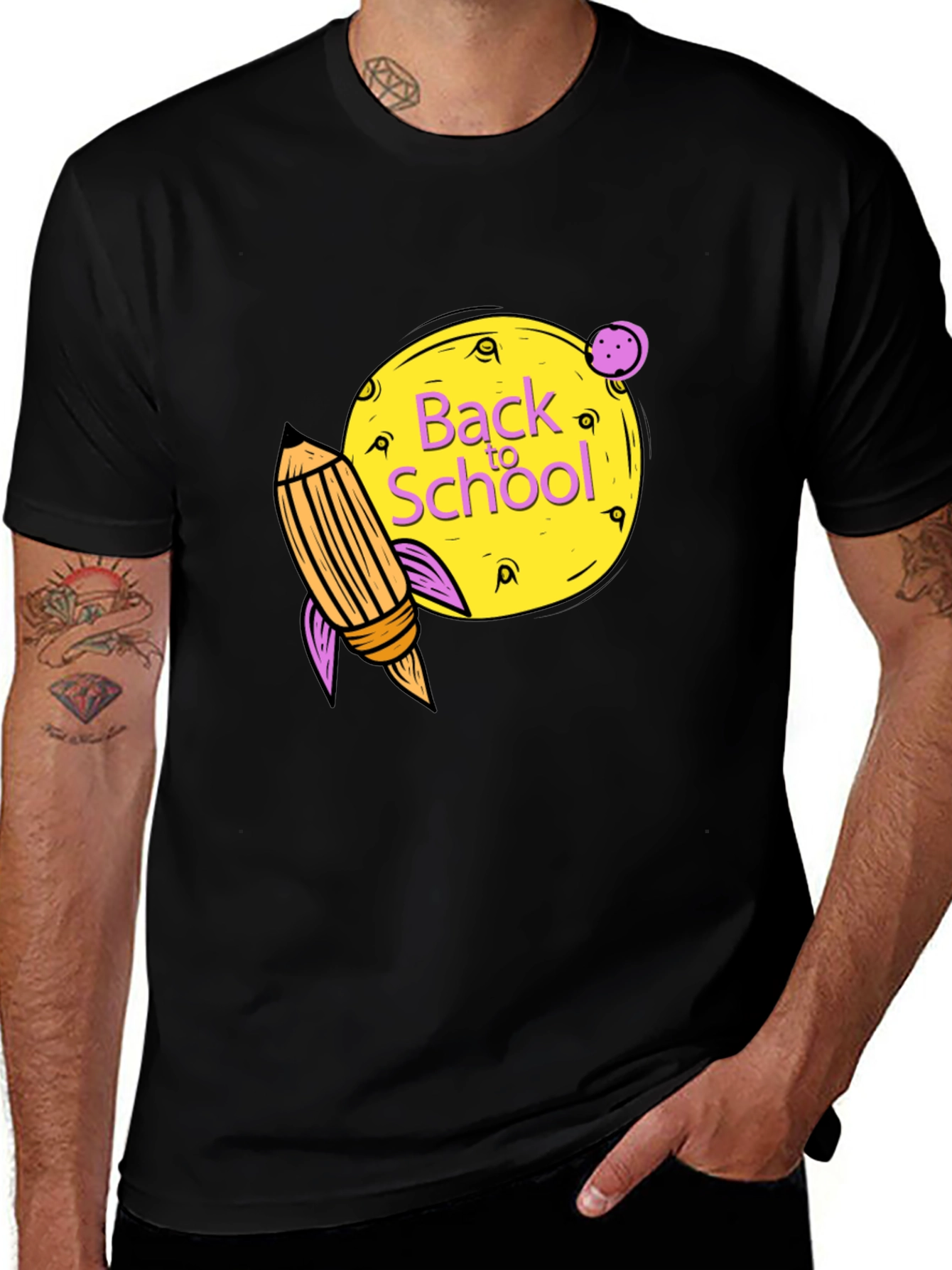 Back to School Graphic Tee - Black Cotton Shirt