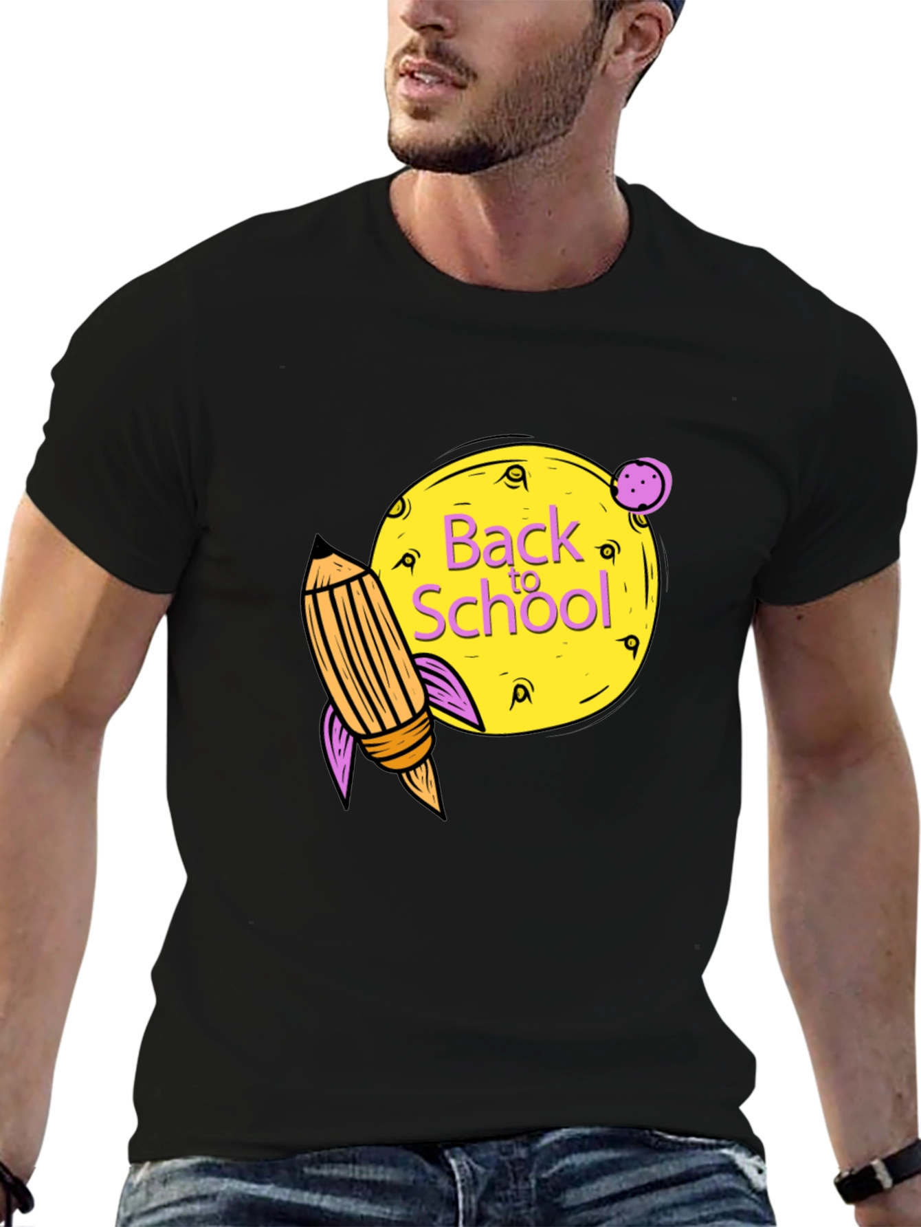 Back to School Graphic Tee - Black Cotton Shirt