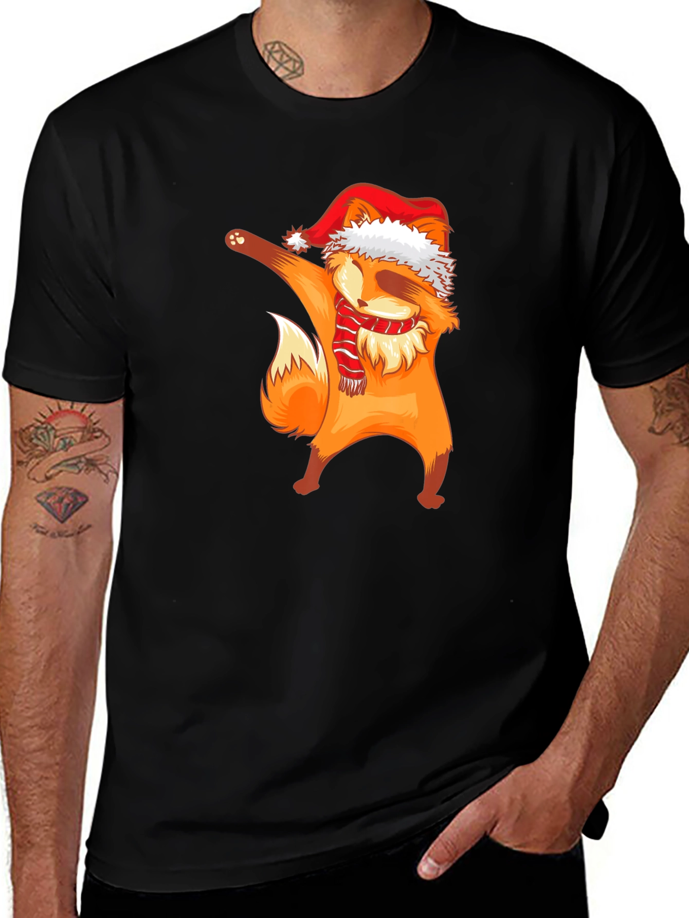 Dabbing Fox Christmas Graphic T-Shirt