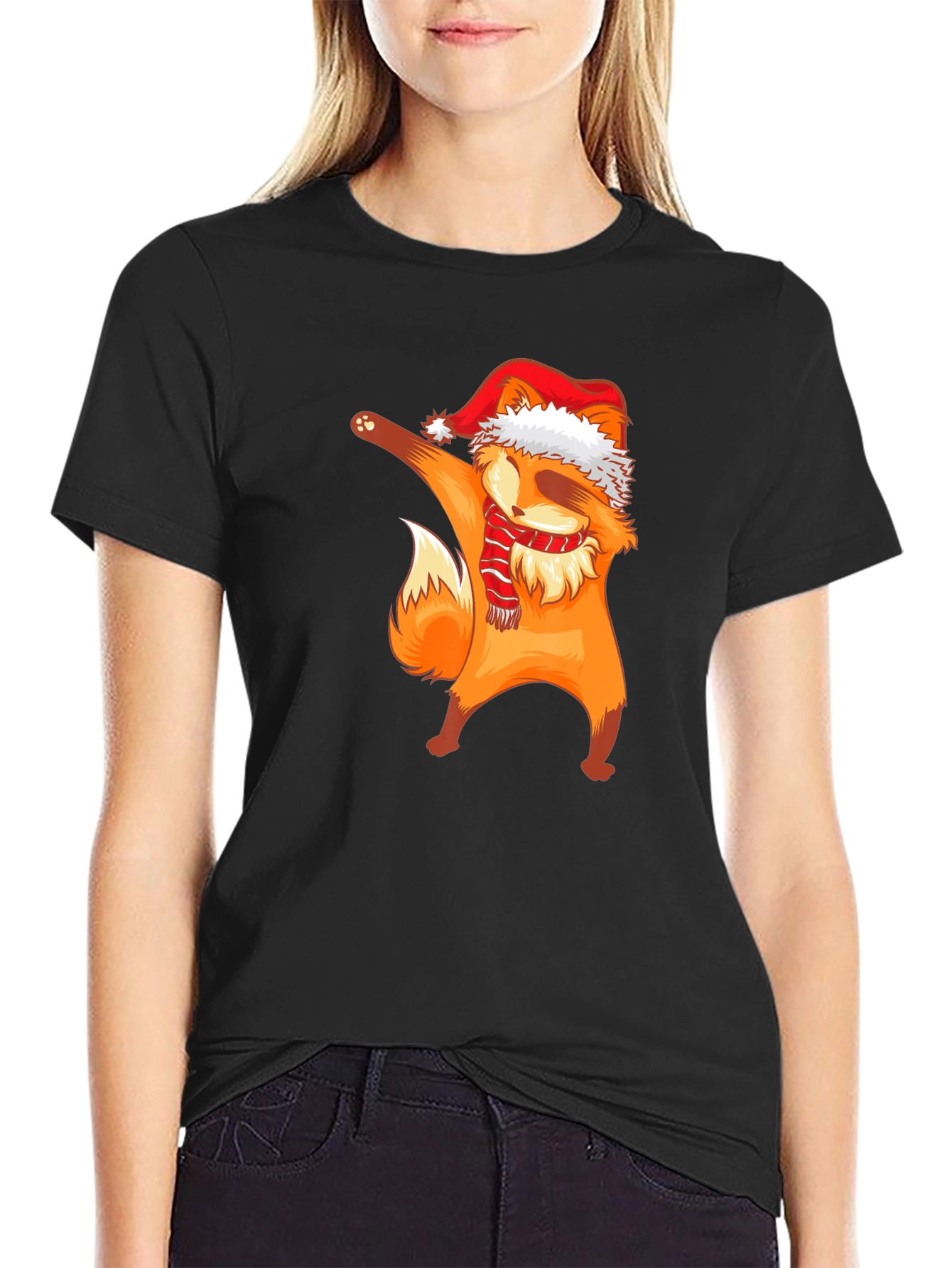 Dabbing Fox Christmas Graphic T-Shirt