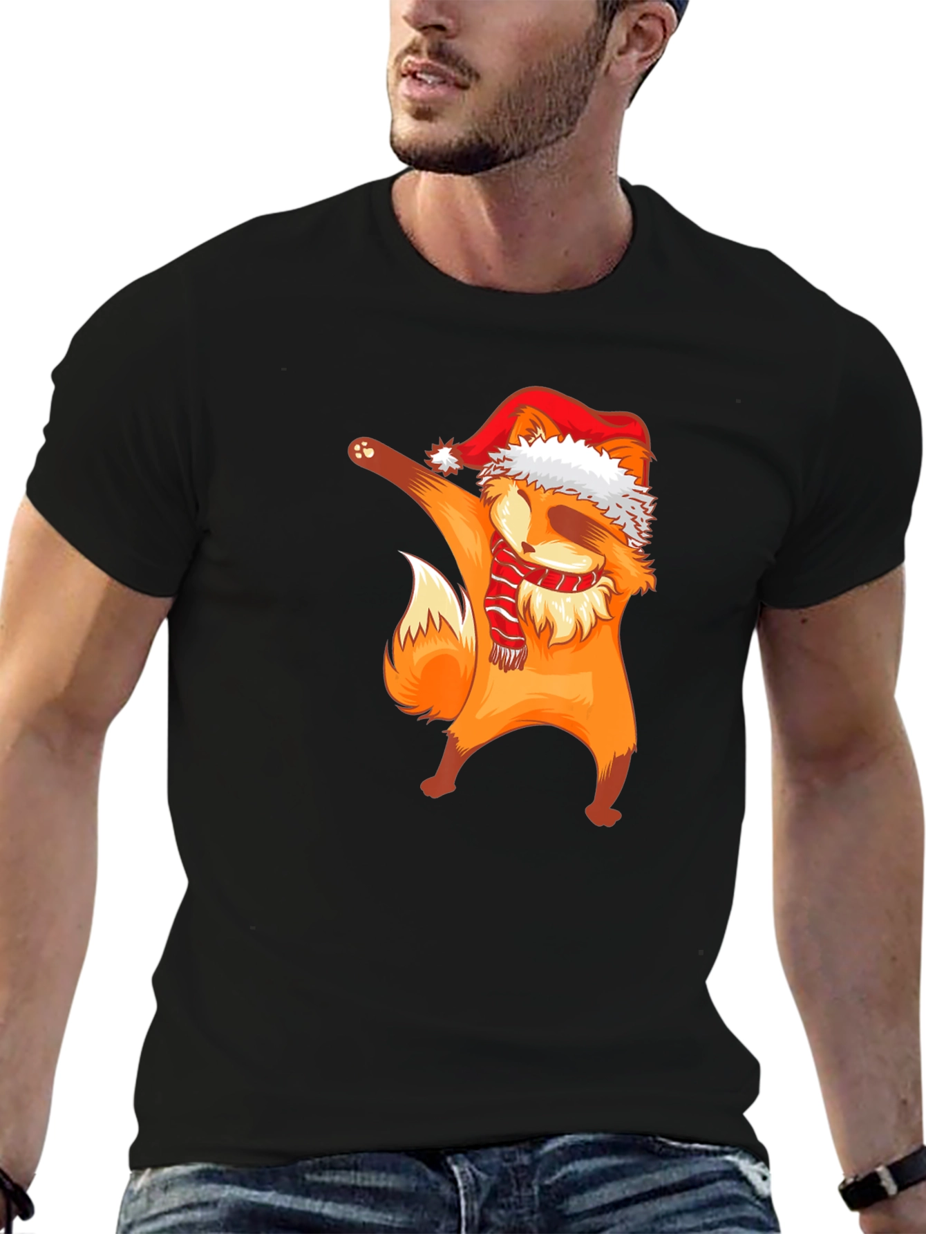 Dabbing Fox Christmas Graphic T-Shirt
