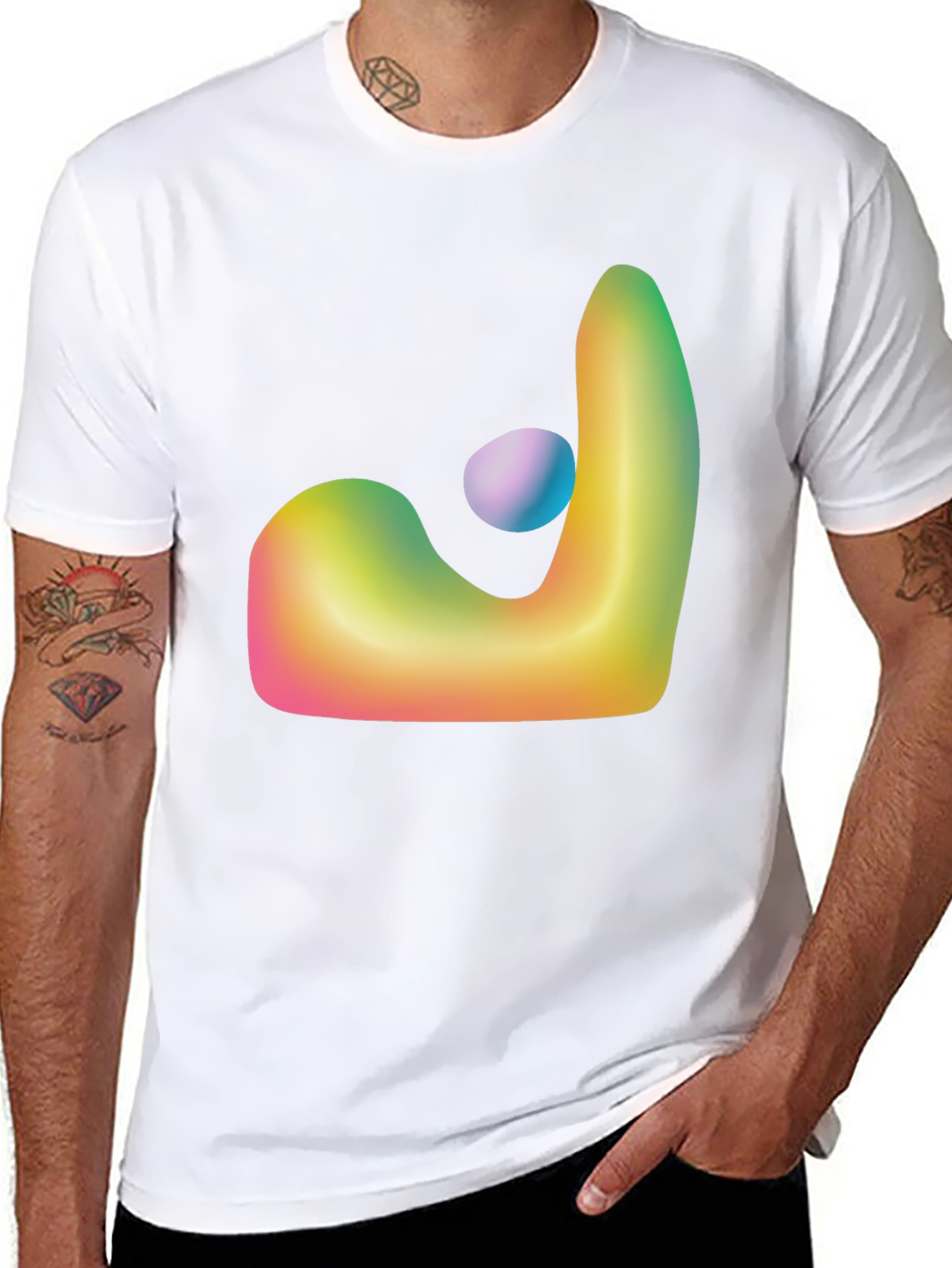 Abstract Gradient Graphic T-Shirt - Black