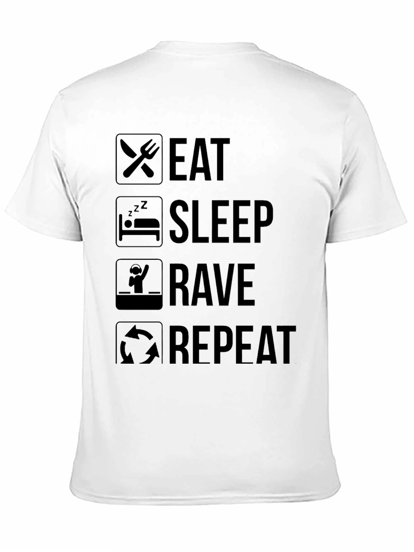 Eat Sleep Rave Repeat Black Graphic Tee