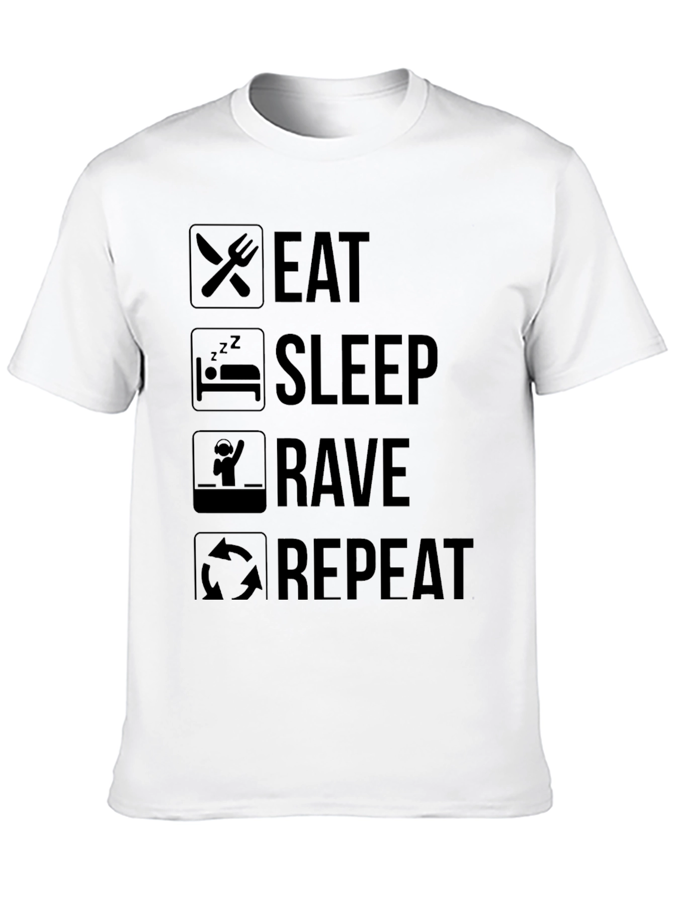 Eat Sleep Rave Repeat Black Graphic Tee