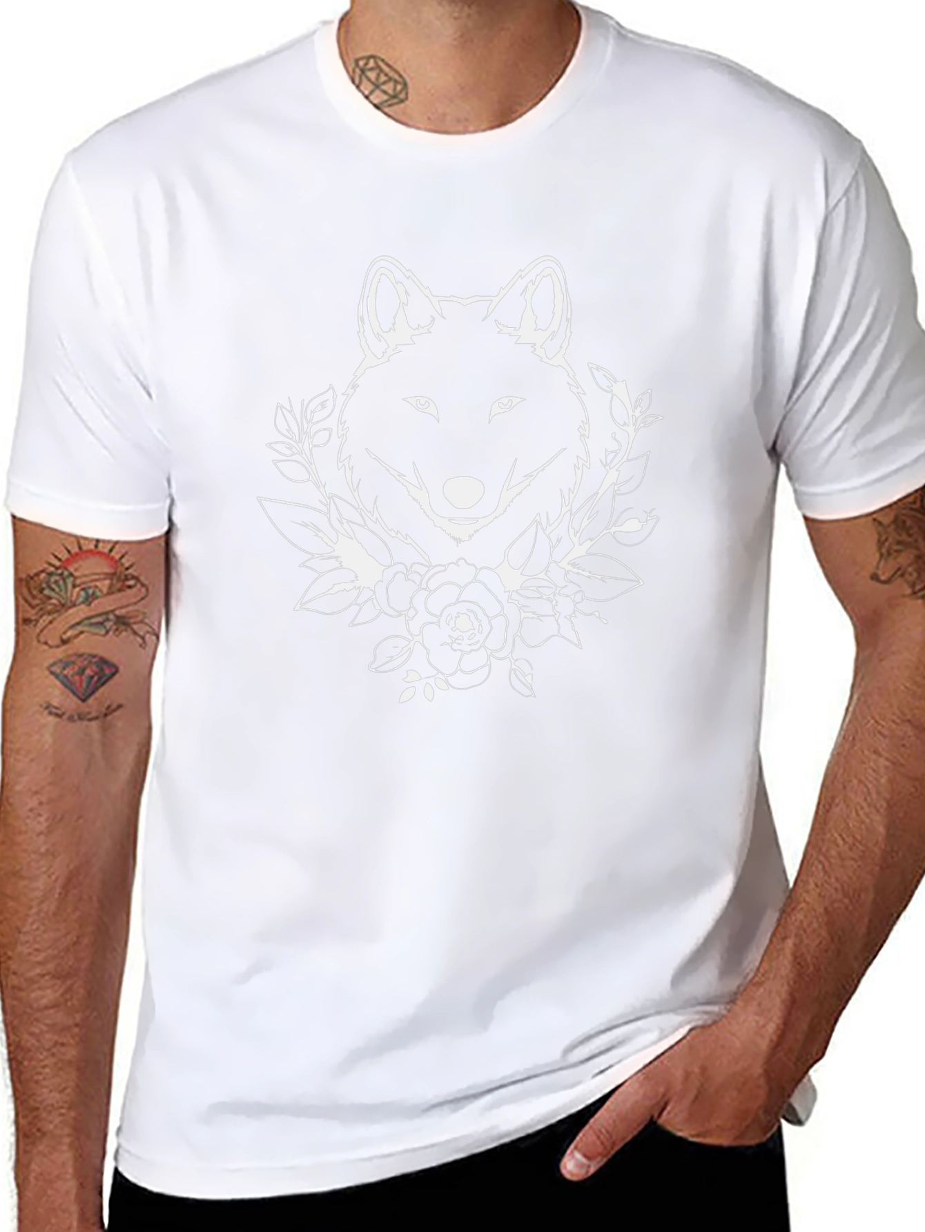 Wolf & Roses Graphic Black Tee