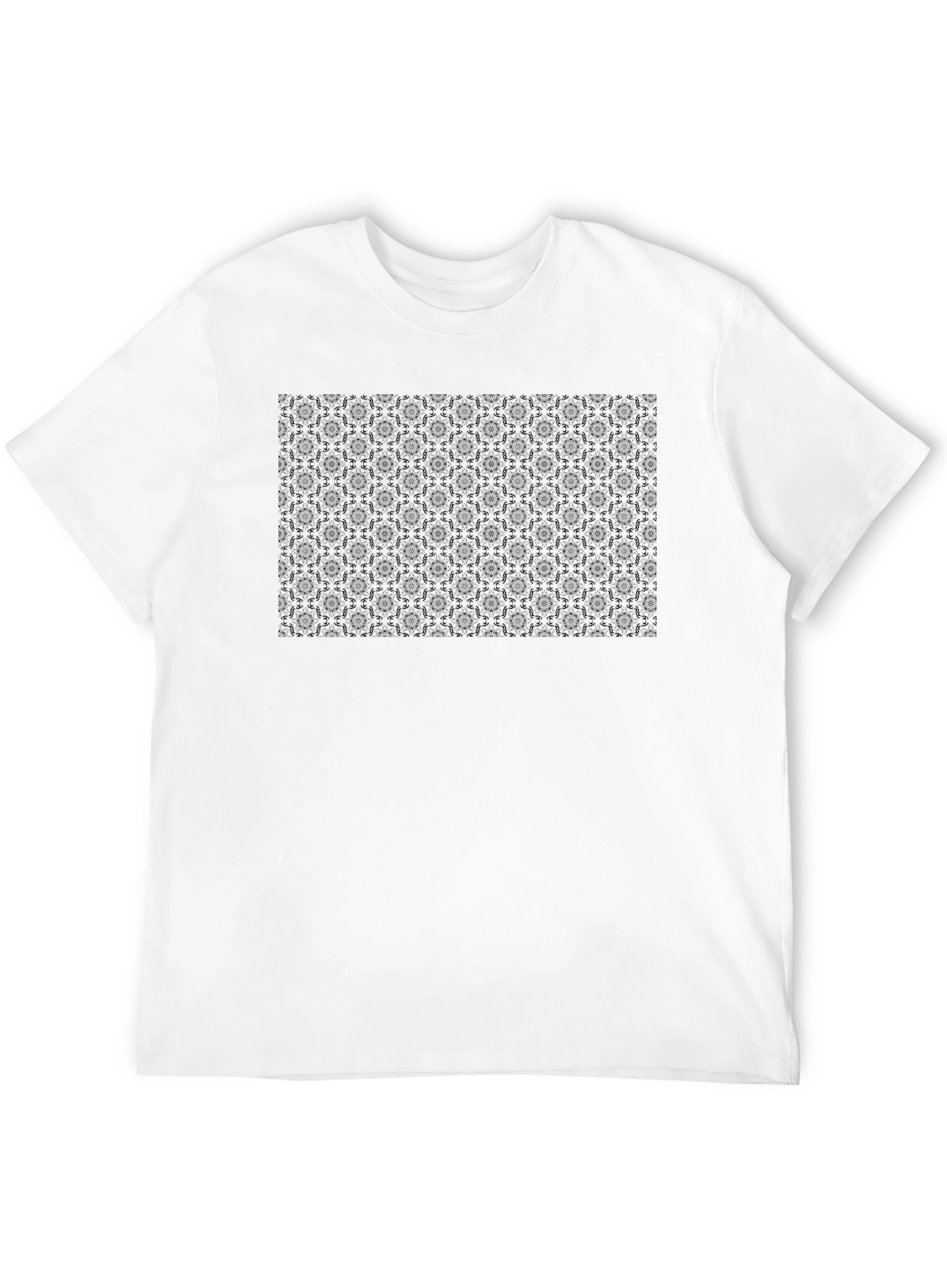 Mens Black Patterned Crew Neck T-Shirt