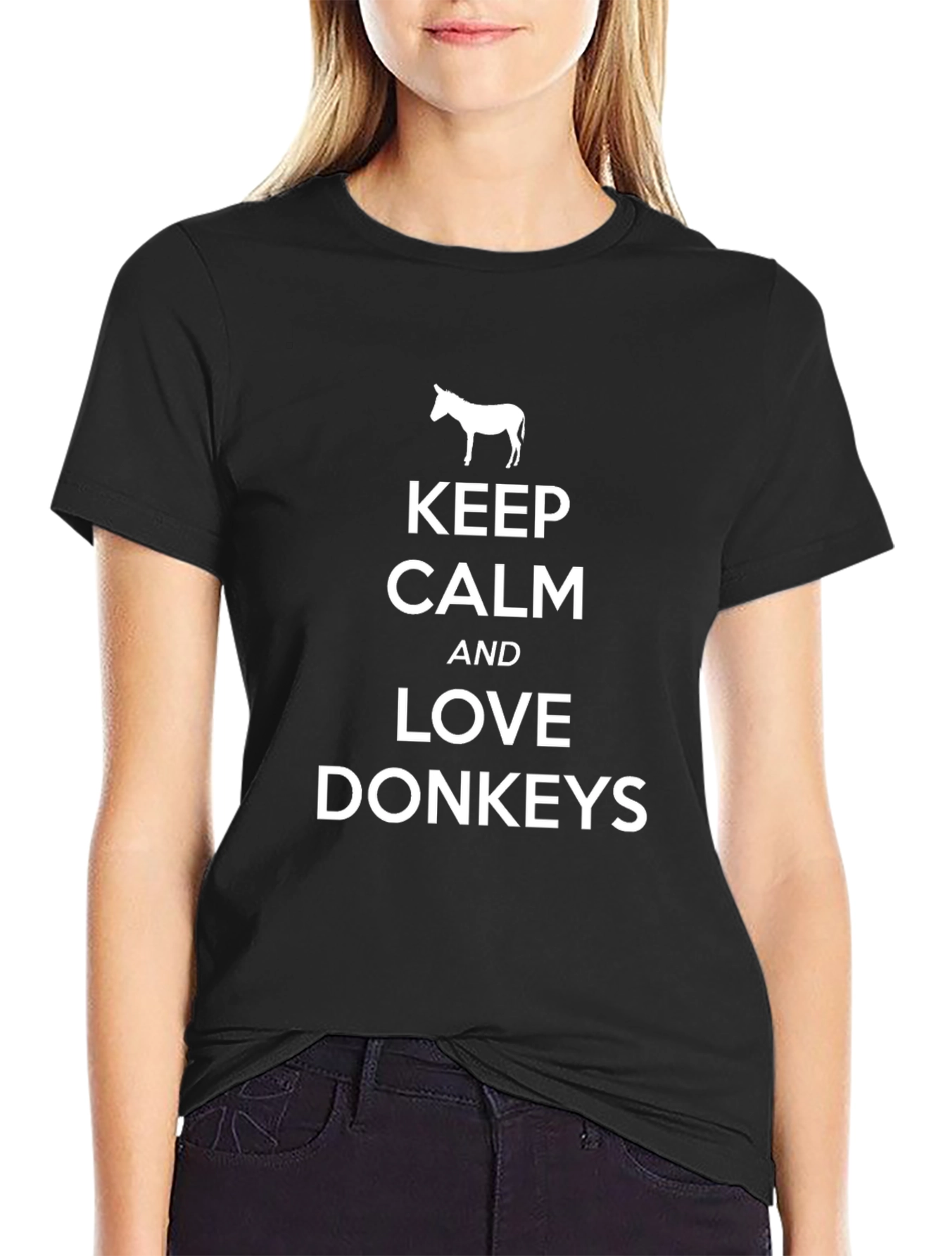 Keep Calm and Love Donkeys Black Graphic T-Shirt