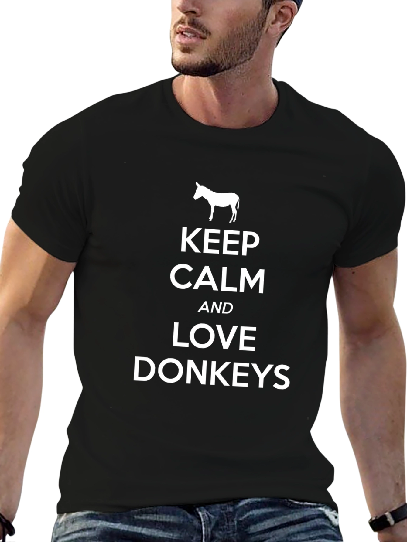 Keep Calm and Love Donkeys Black Graphic T-Shirt