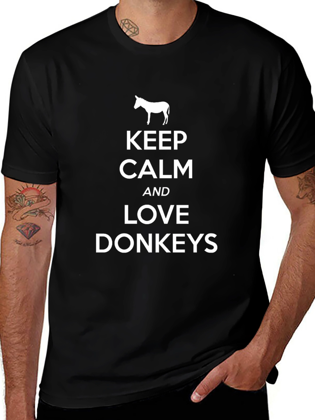 Keep Calm and Love Donkeys Black Graphic T-Shirt