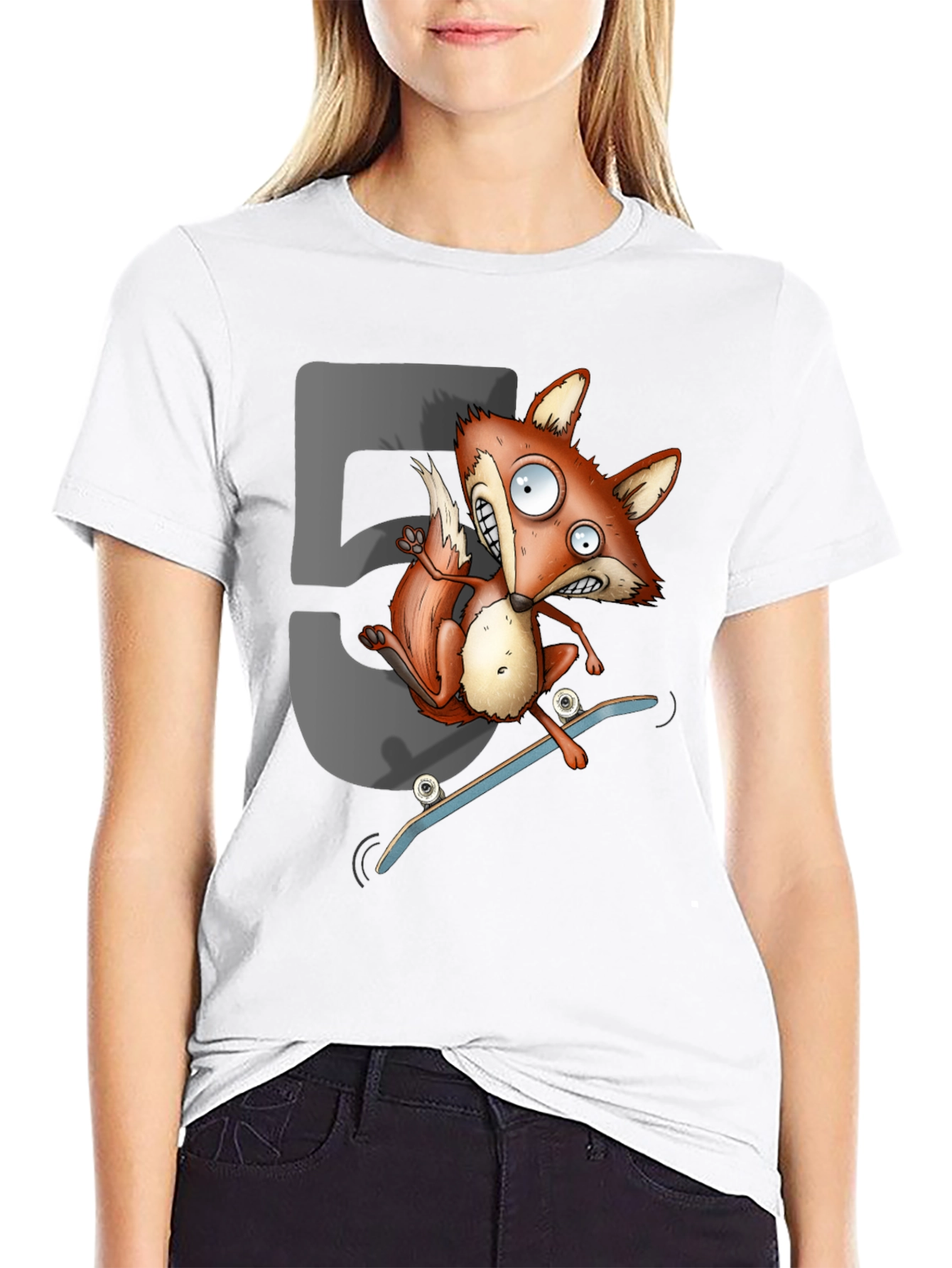 Skateboarding Fox Graphic T-Shirt - Cool Cartoon Tee