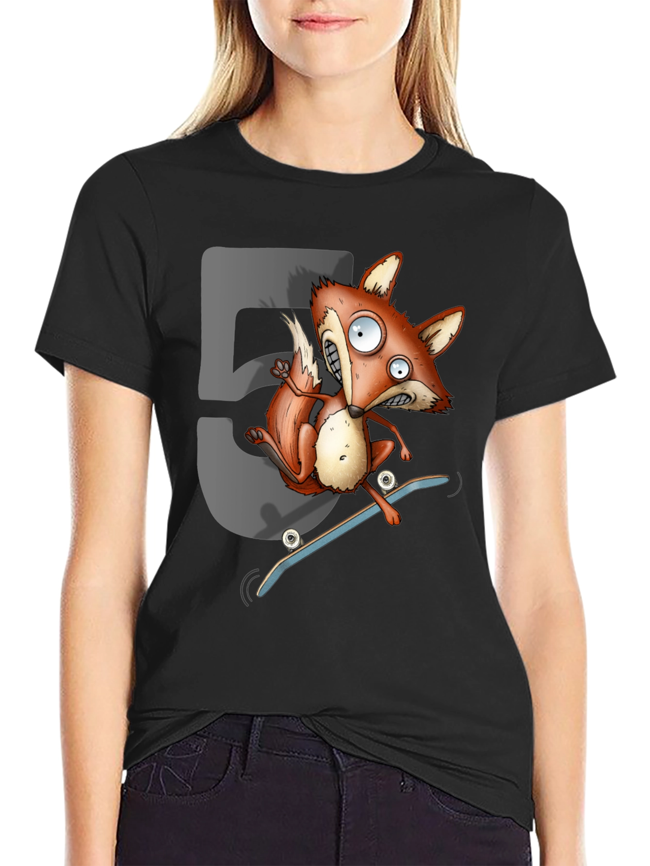 Skateboarding Fox Graphic T-Shirt - Cool Cartoon Tee