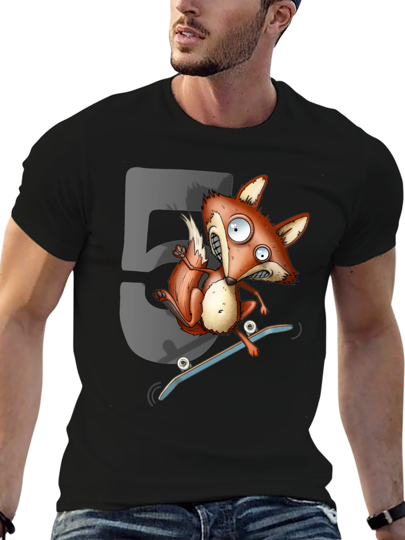 Skateboarding Fox Graphic T-Shirt - Cool Cartoon Tee