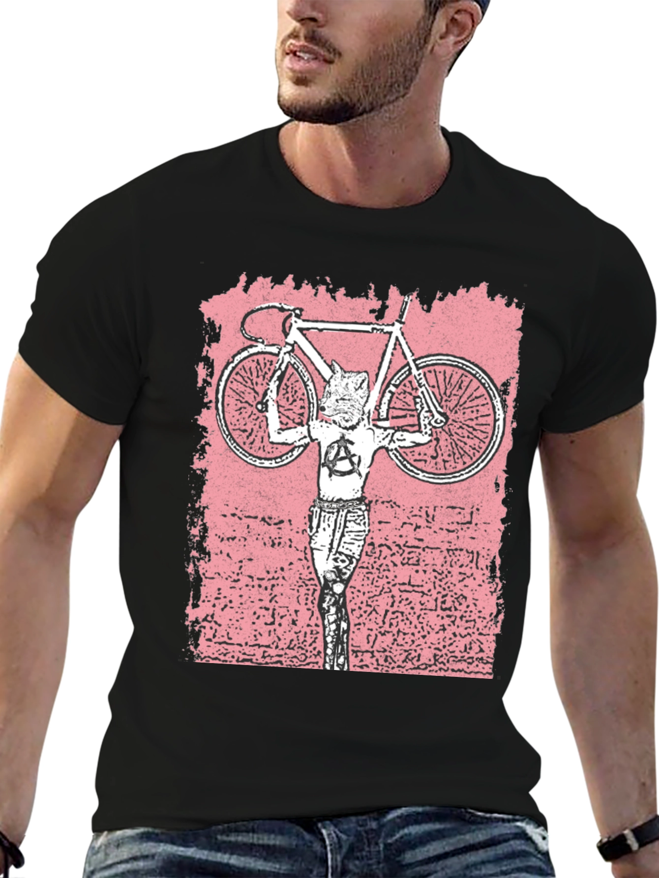 Anarchy Cat Bicycle Black Graphic Tee