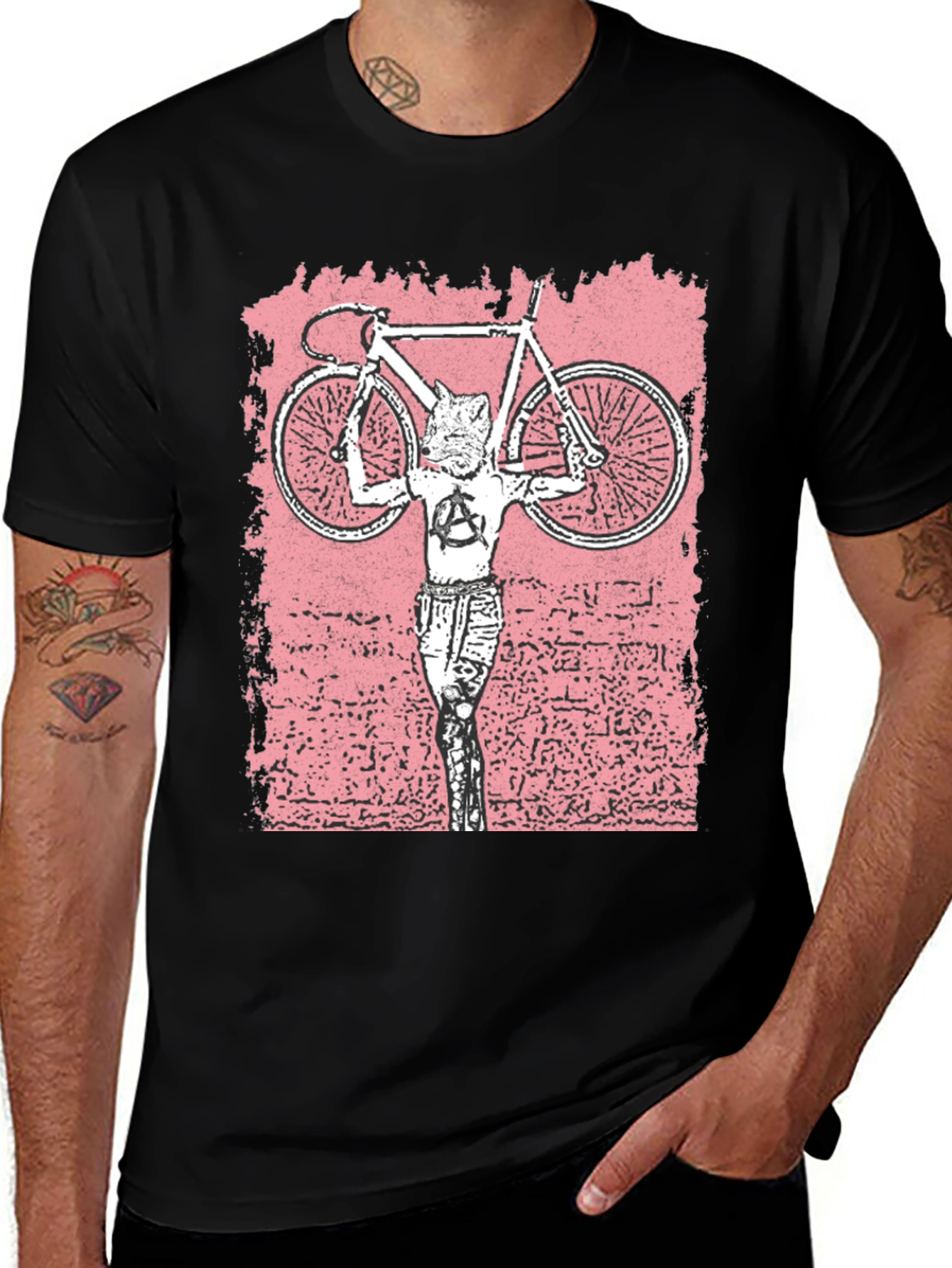 Anarchy Cat Bicycle Black Graphic Tee