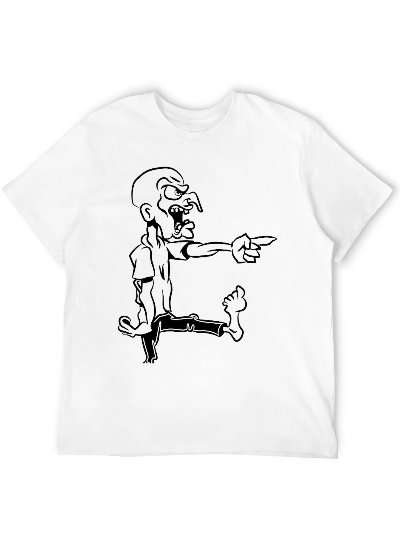 Mens Black Cartoon Graphic Tee