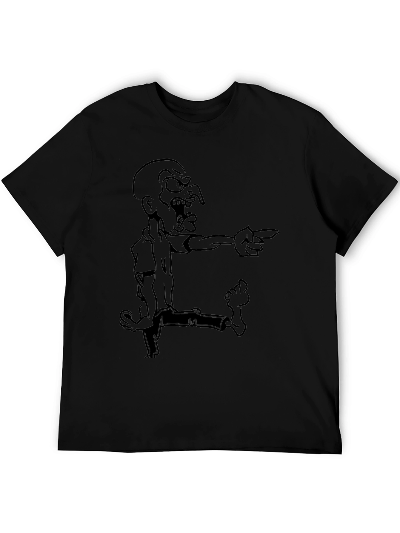 Mens Black Cartoon Graphic Tee