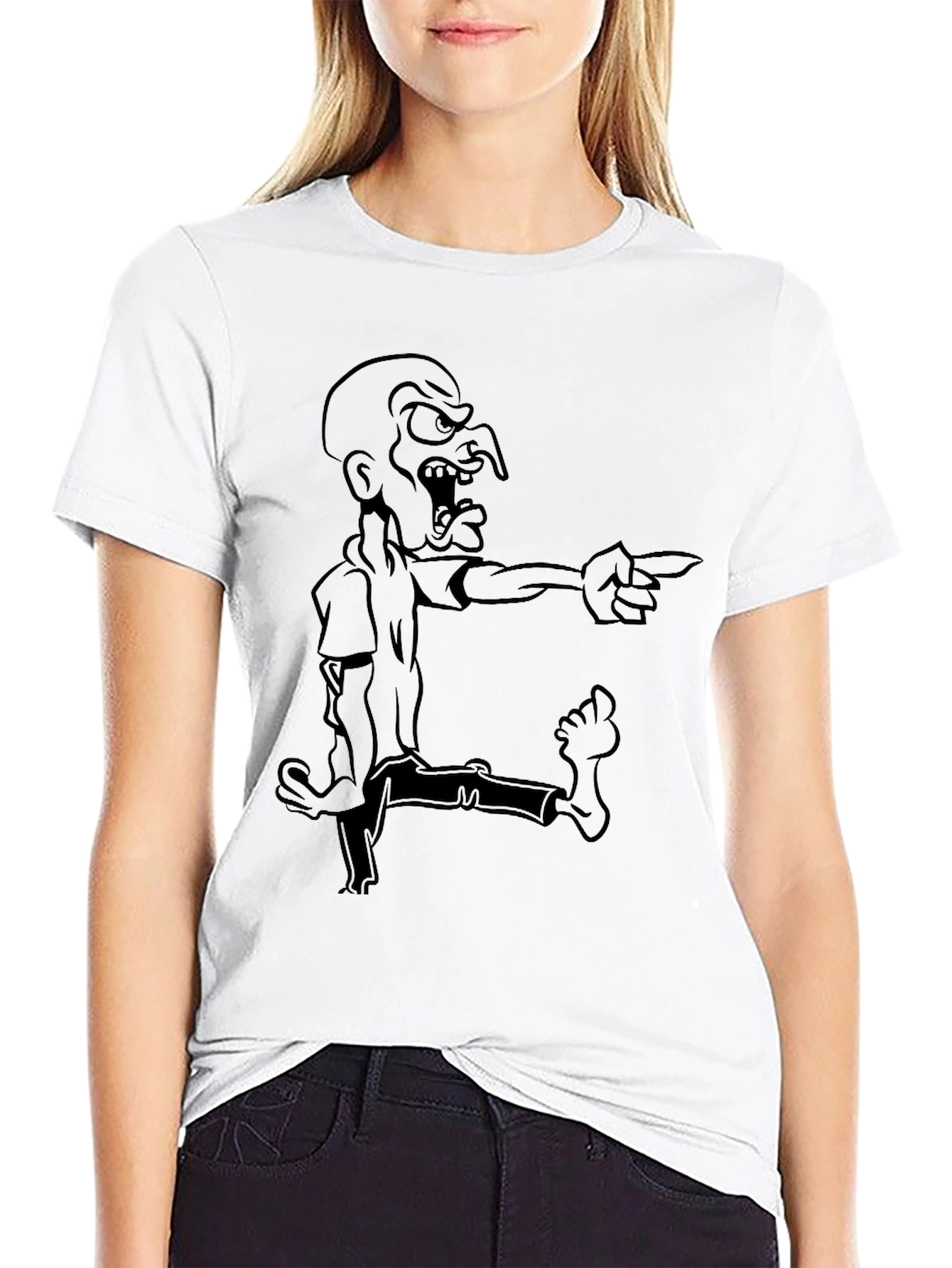 Mens Black Cartoon Graphic Tee