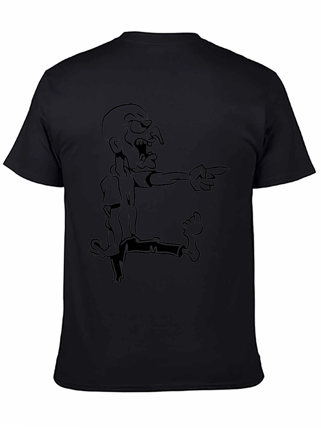 Mens Black Cartoon Graphic Tee