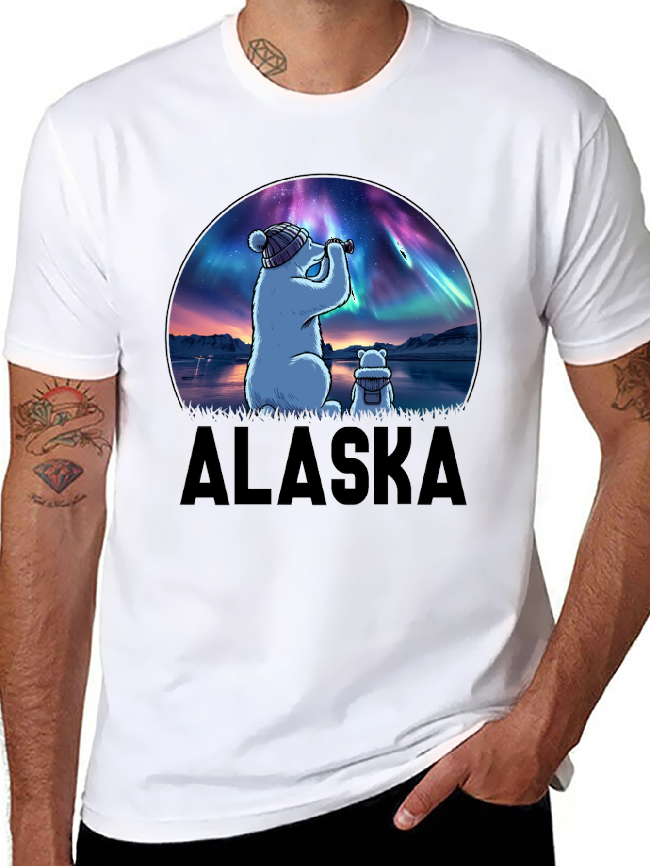 Alaska Northern Lights Bear T-Shirt