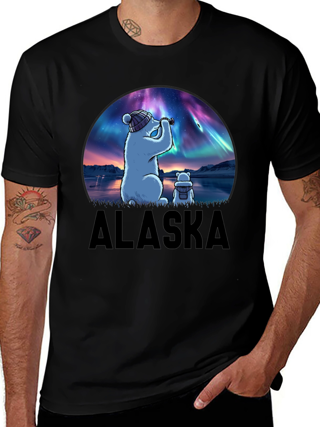 Alaska Northern Lights Bear T-Shirt