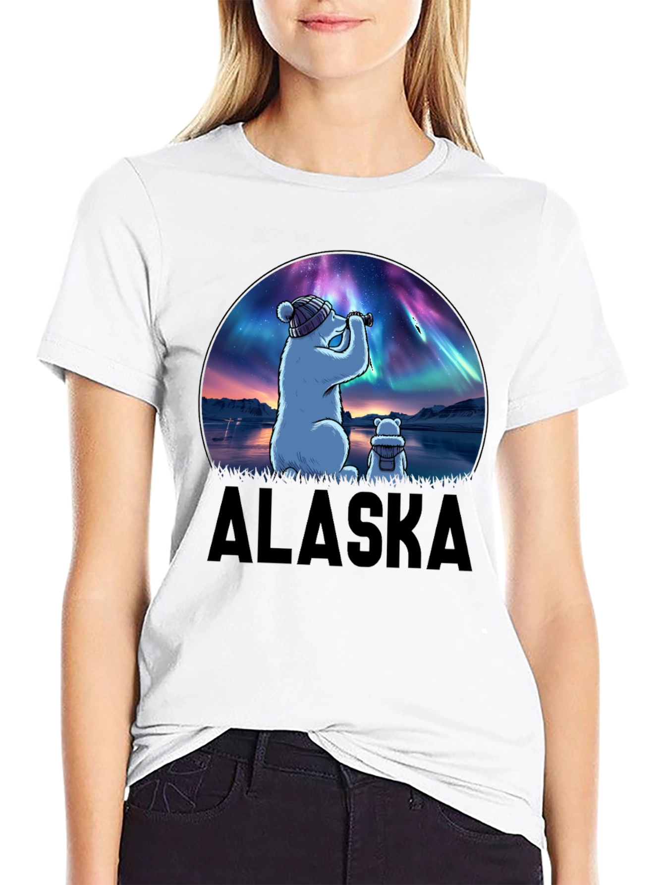 Alaska Northern Lights Bear T-Shirt