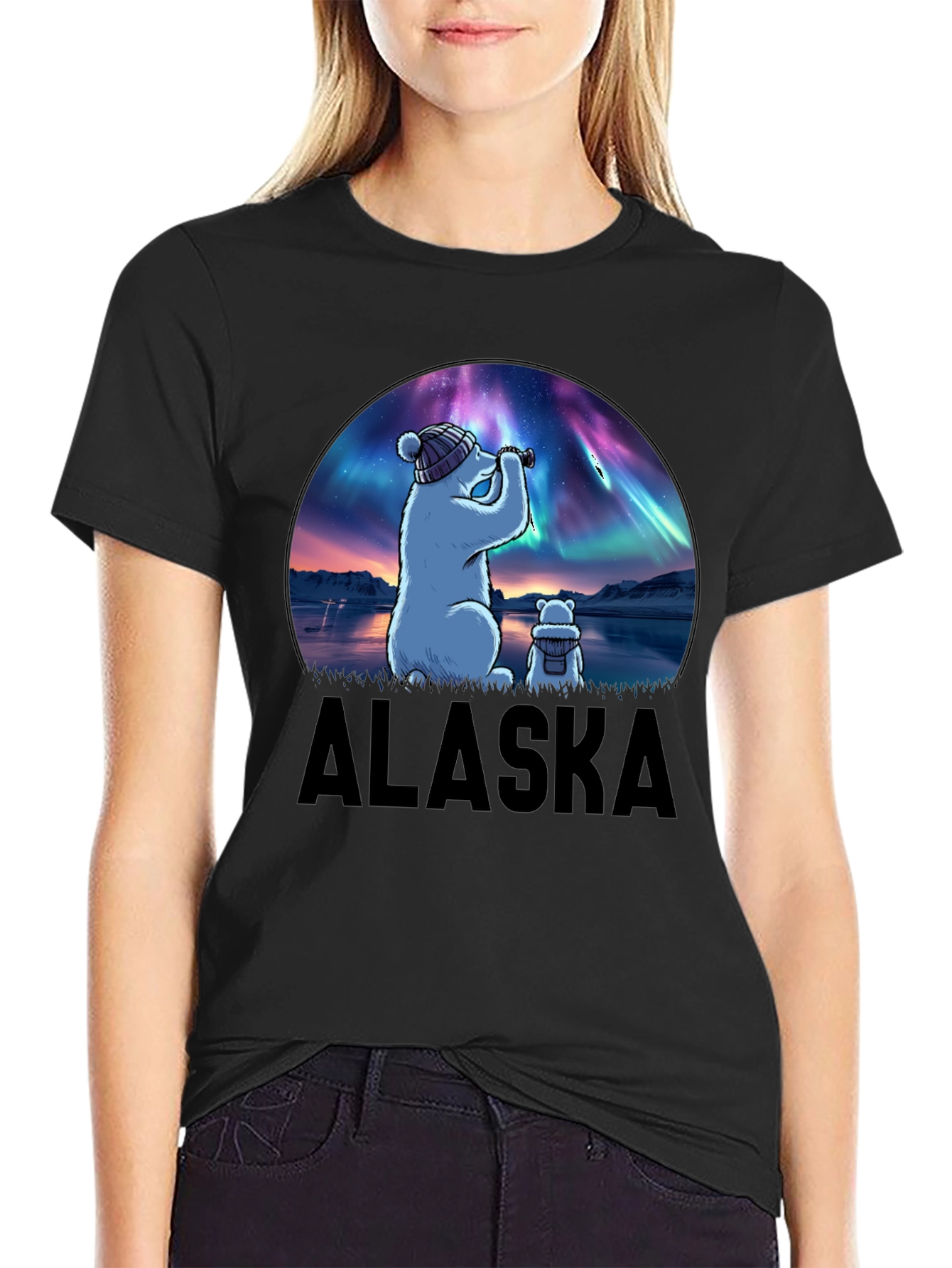 Alaska Northern Lights Bear T-Shirt