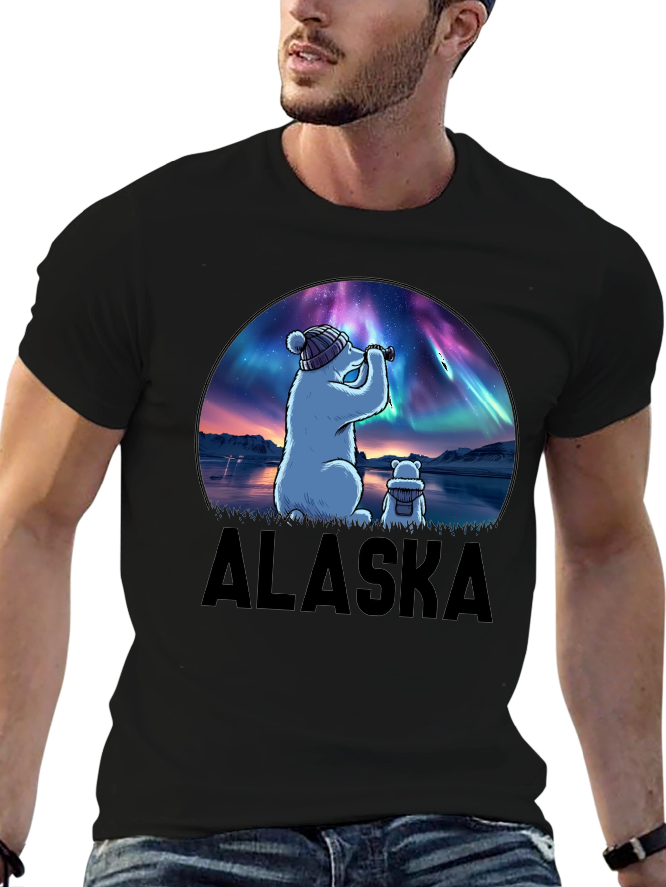 Alaska Northern Lights Bear T-Shirt