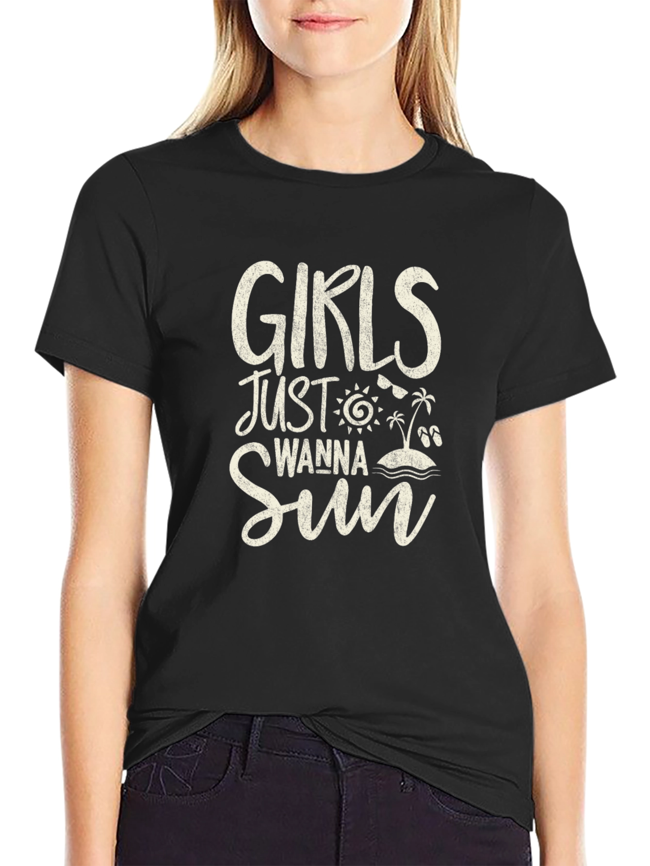 Girls Just Wanna Sun Graphic Tee - Black