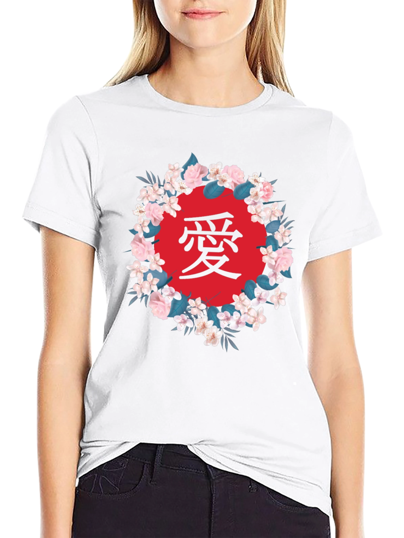 Floral Japanese Love Graphic T-Shirt