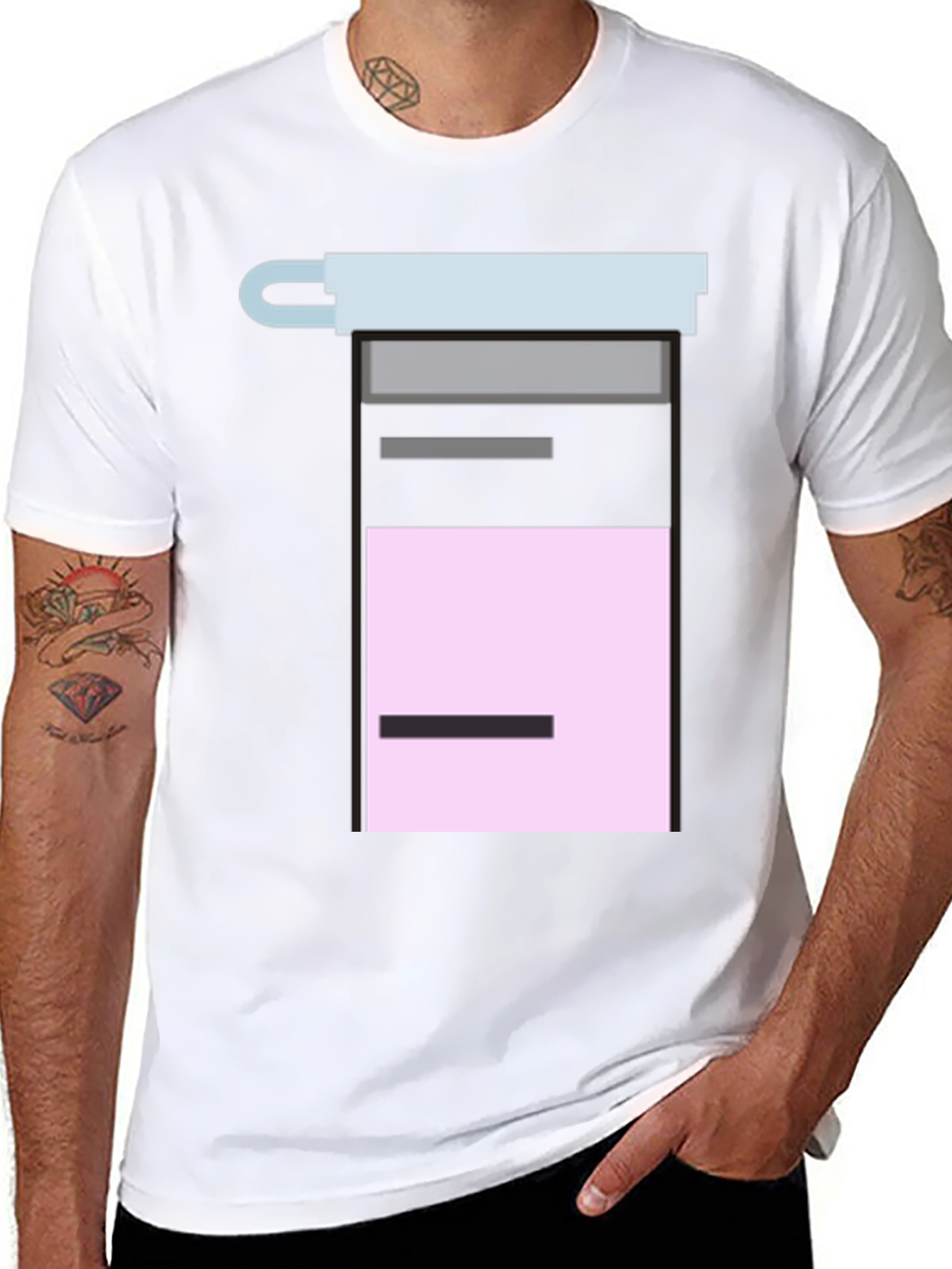 Geometric Graphic Tee - Black Cotton Blend Shirt