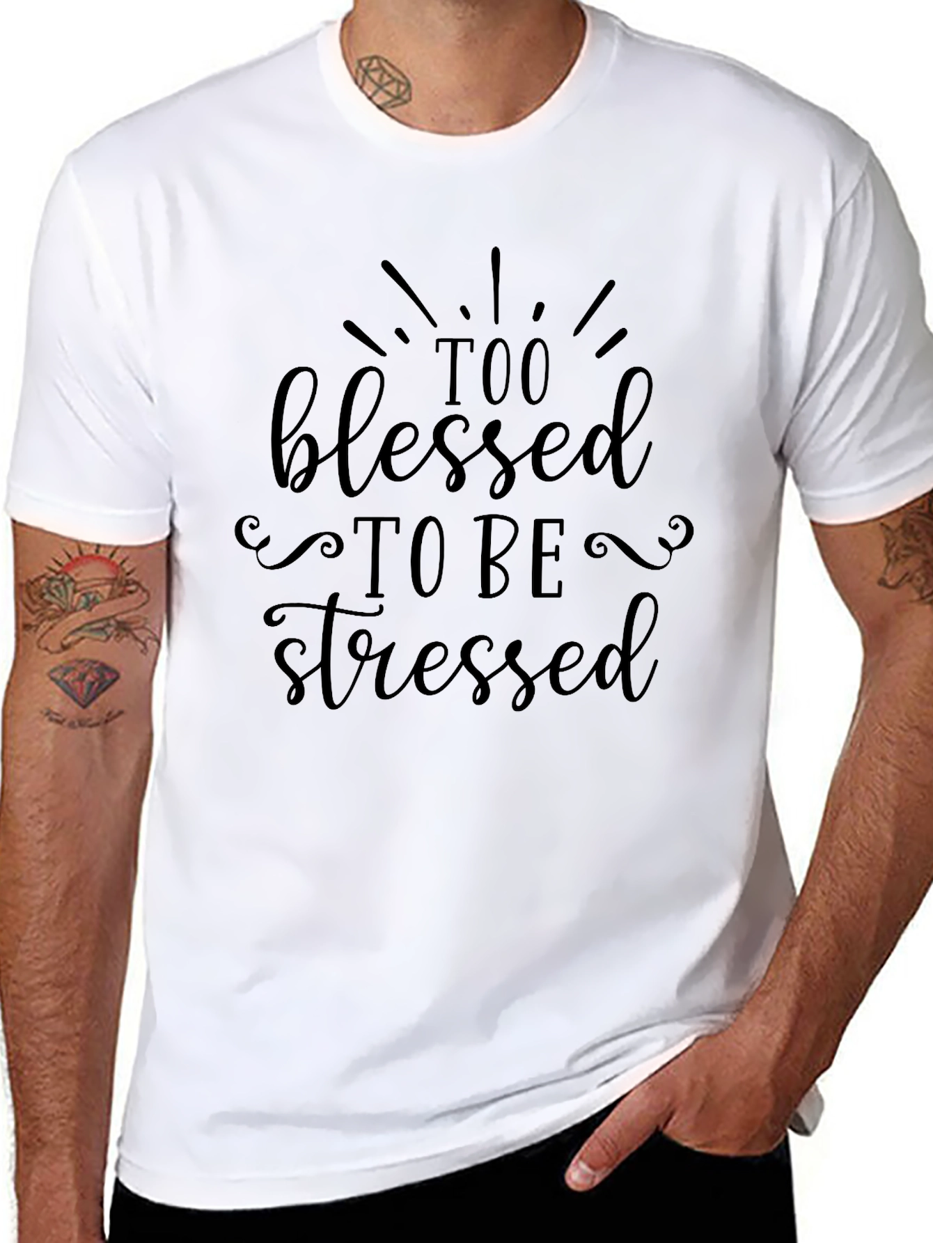 Too Blessed to Be Stressed Black T-Shirt