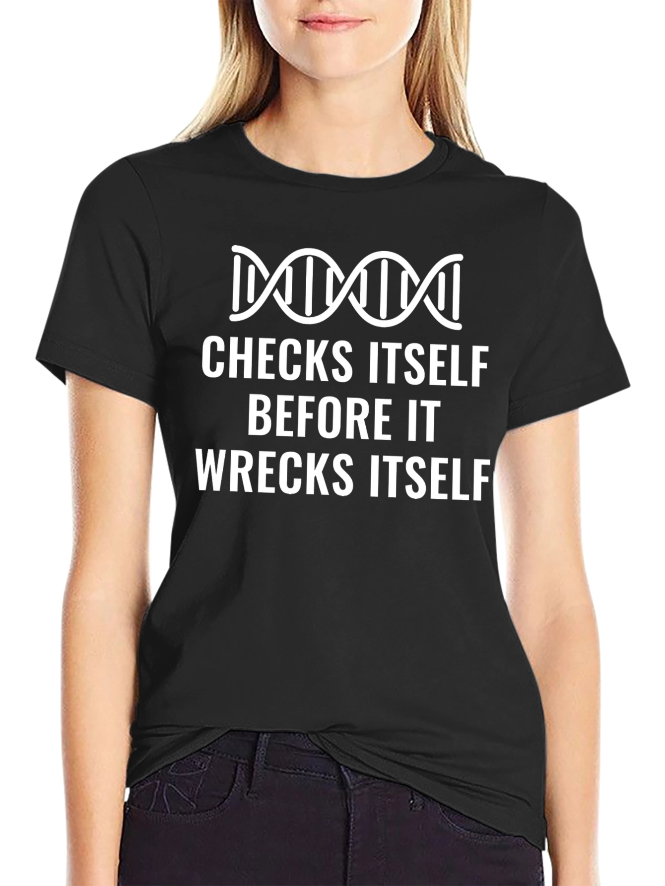 Checks Itself DNA Humor T-Shirt