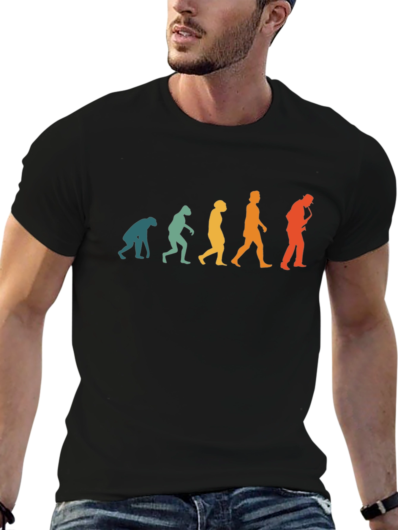 Evolution of Man Saxophone Black T-Shirt