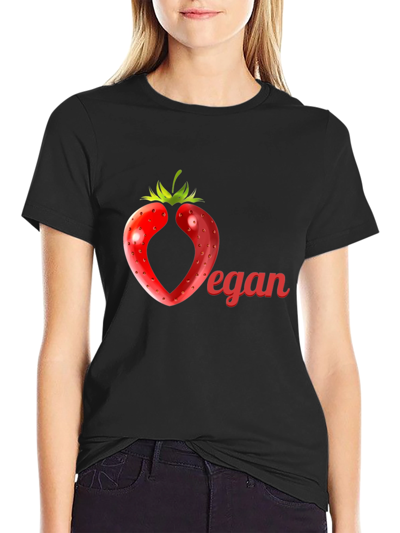 Vegan Strawberry Heart T-Shirt