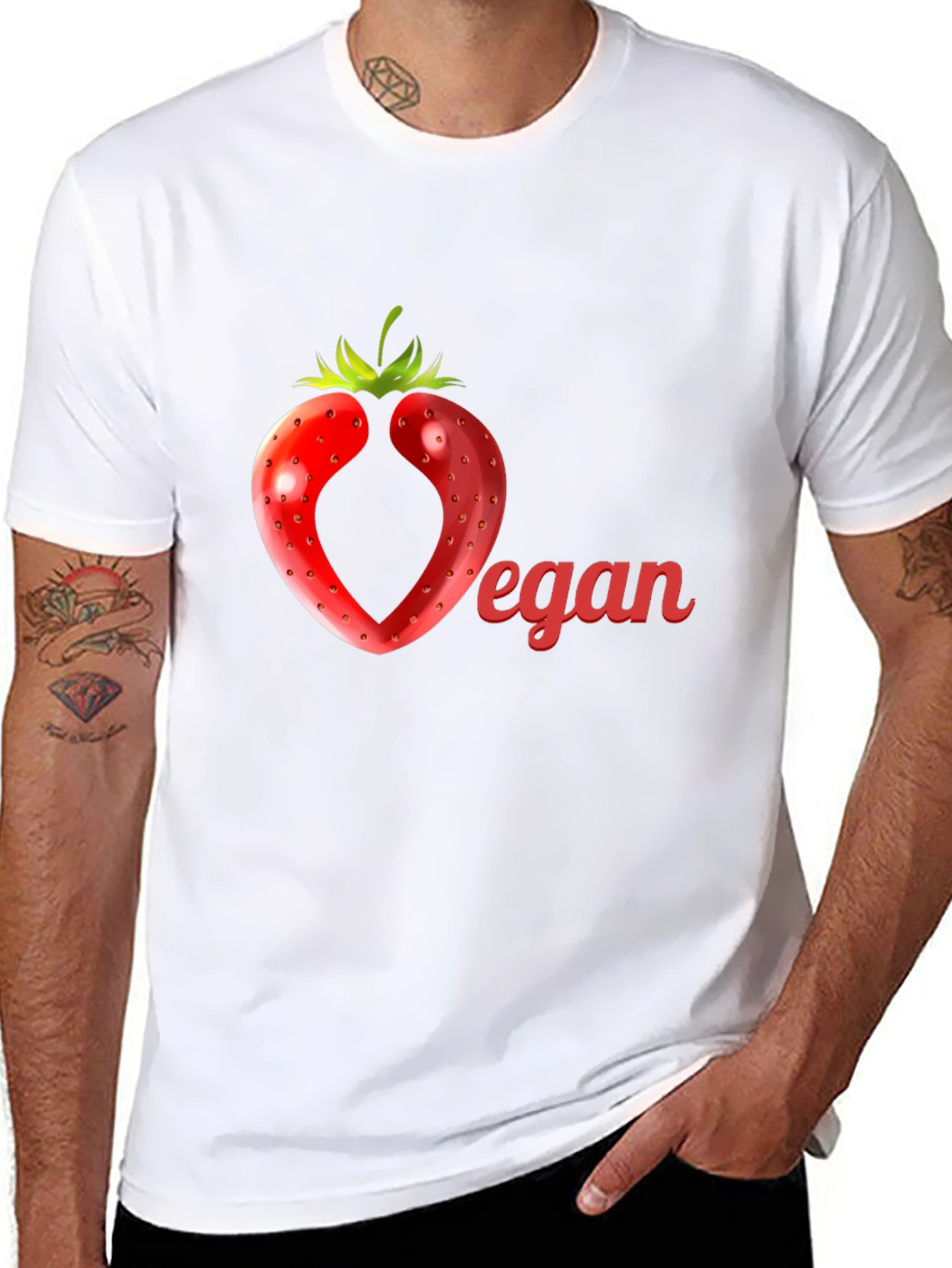 Vegan Strawberry Heart T-Shirt