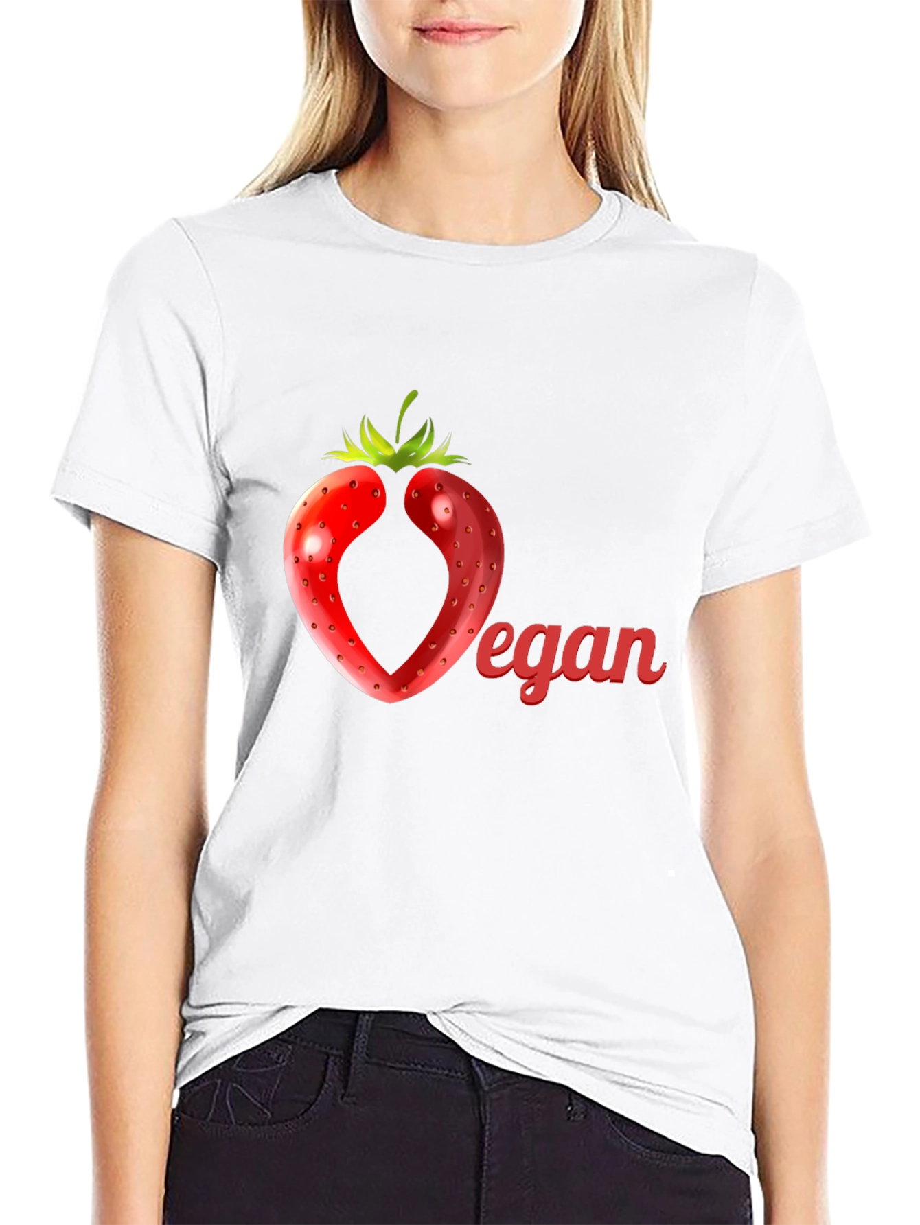 Vegan Strawberry Heart T-Shirt