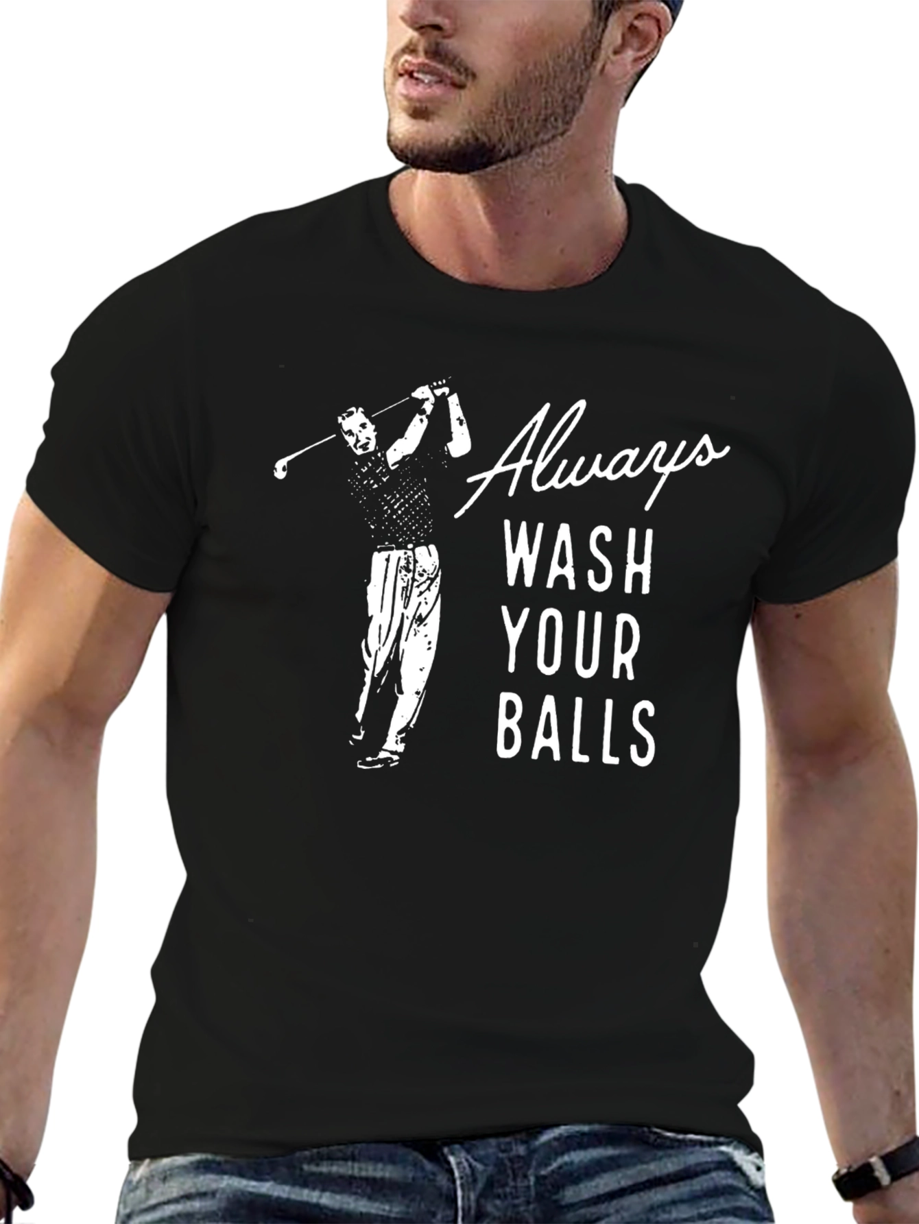 Always Wash Your Balls Golf Humor Graphic Tee