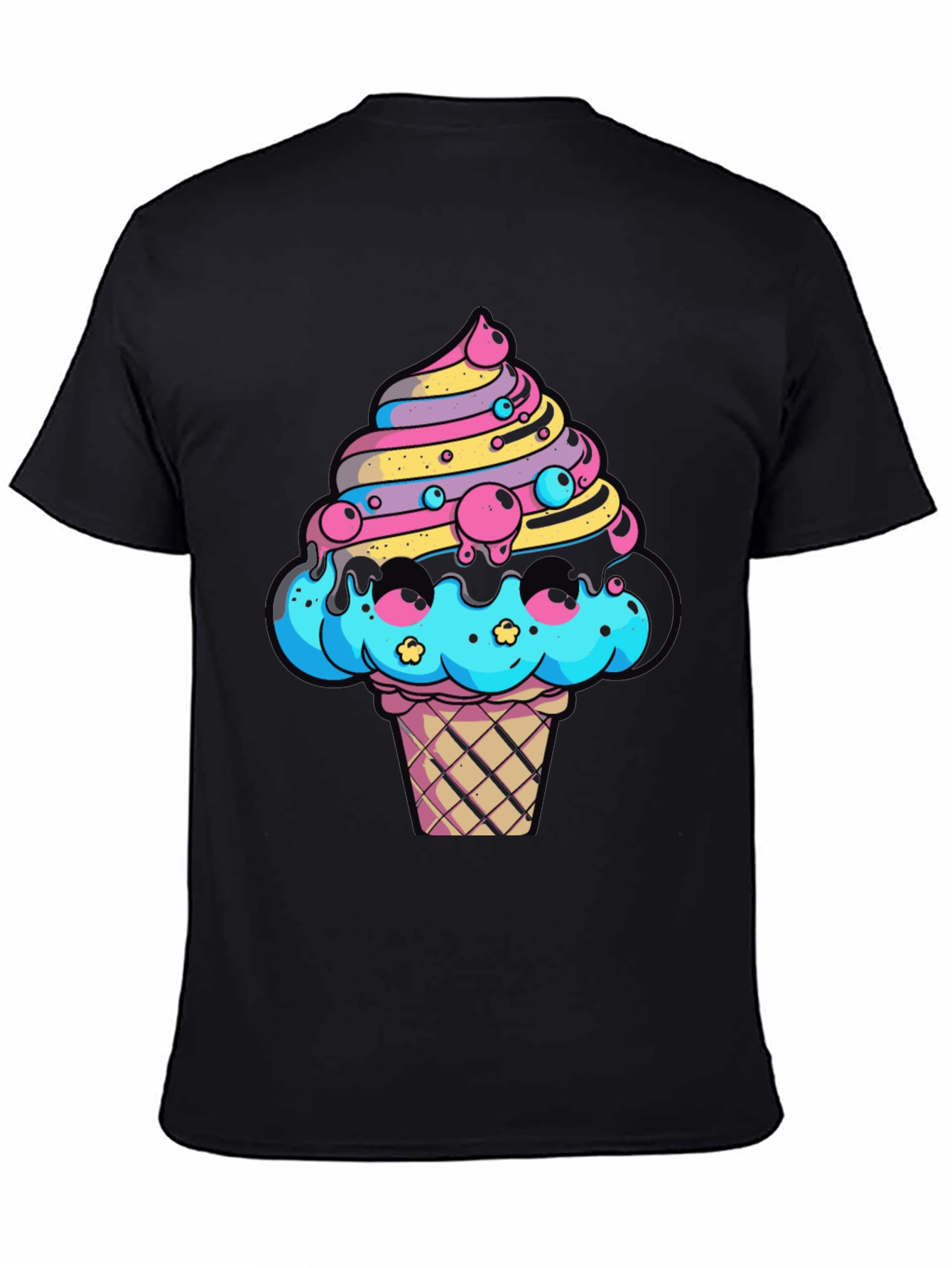 Ice Cream Cone Graphic Tee - Funky Black T-Shirt