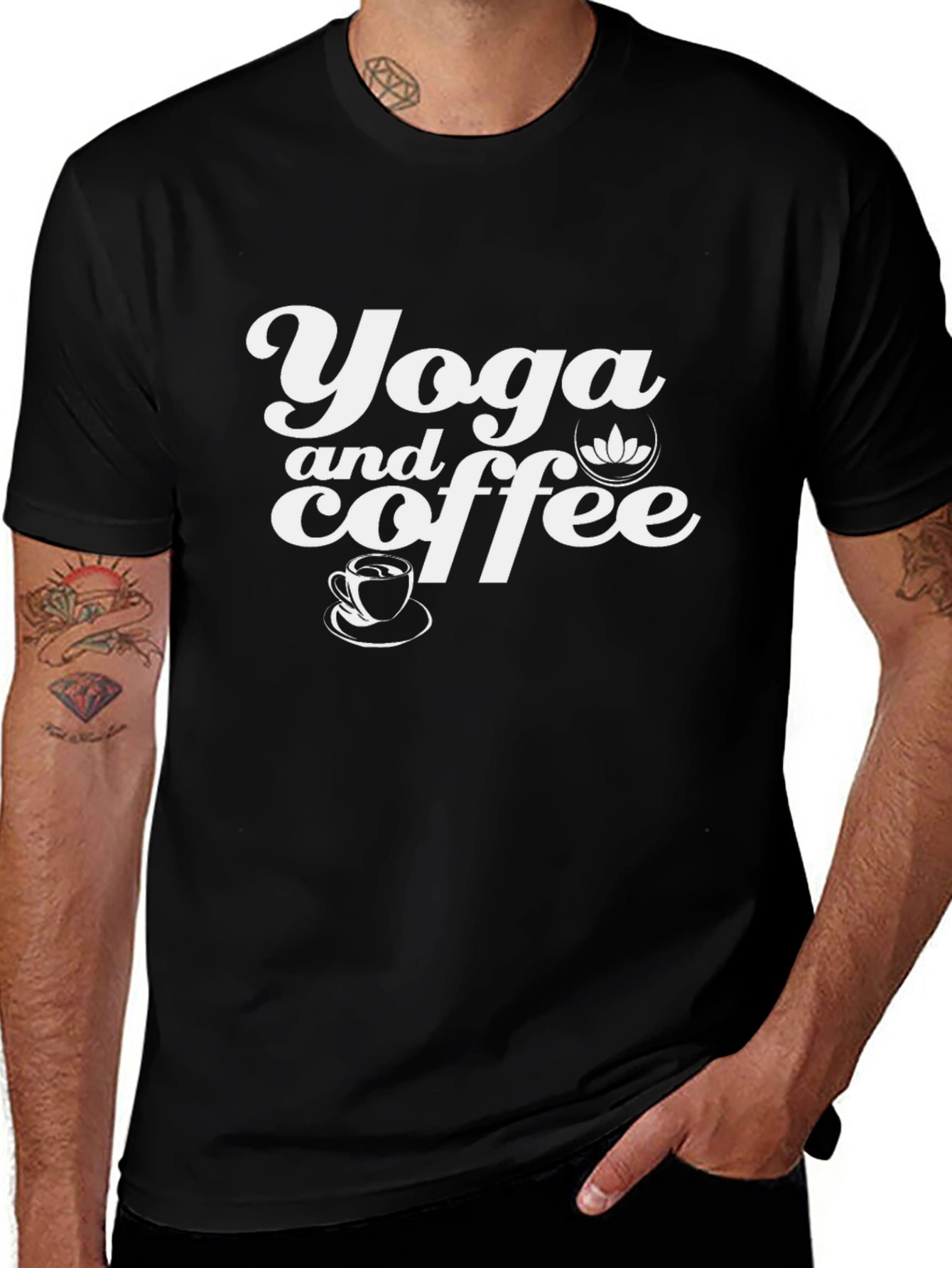 Yoga and Coffee Black Graphic Tee Shirt
