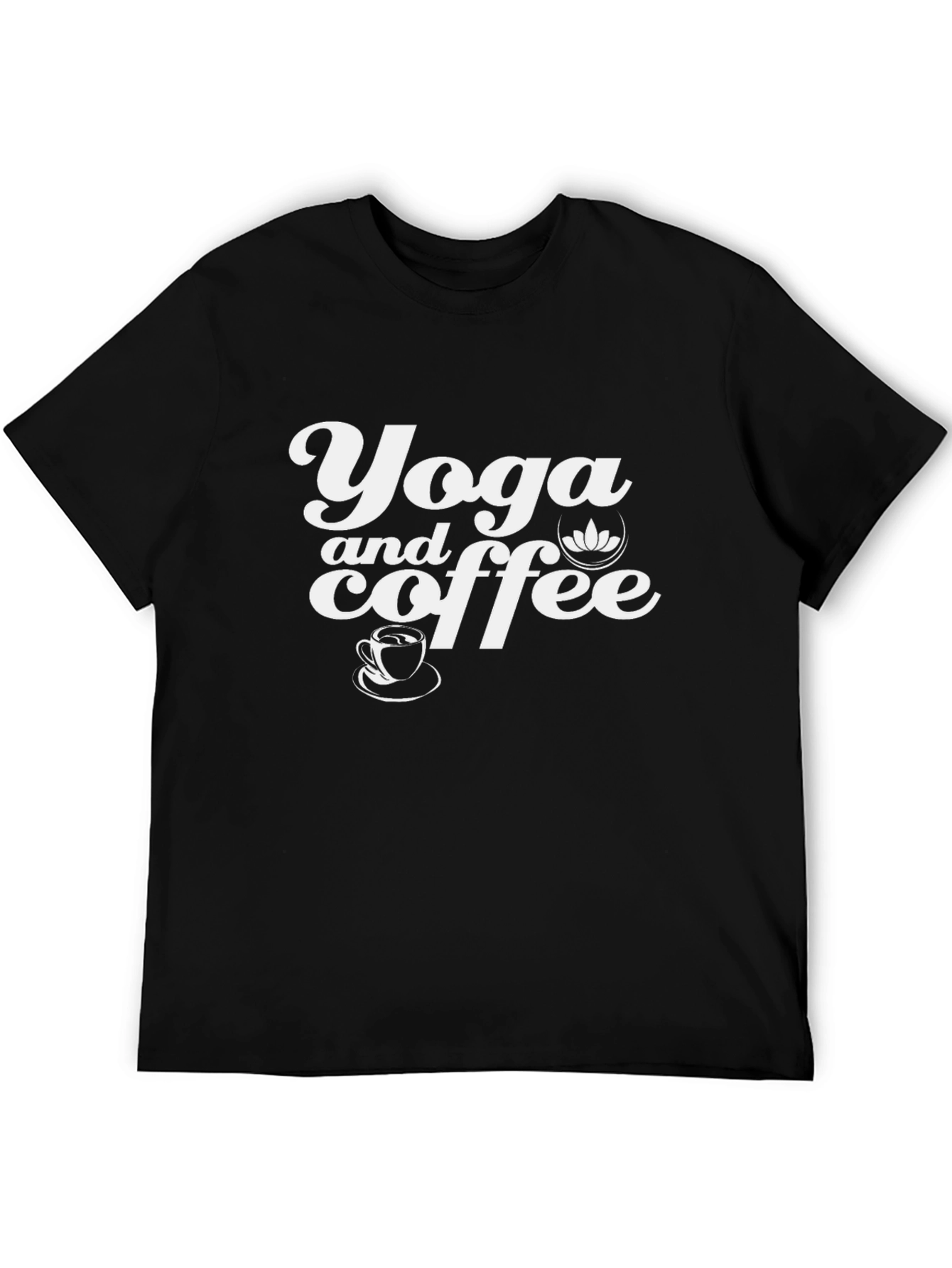 Yoga and Coffee Black Graphic Tee Shirt