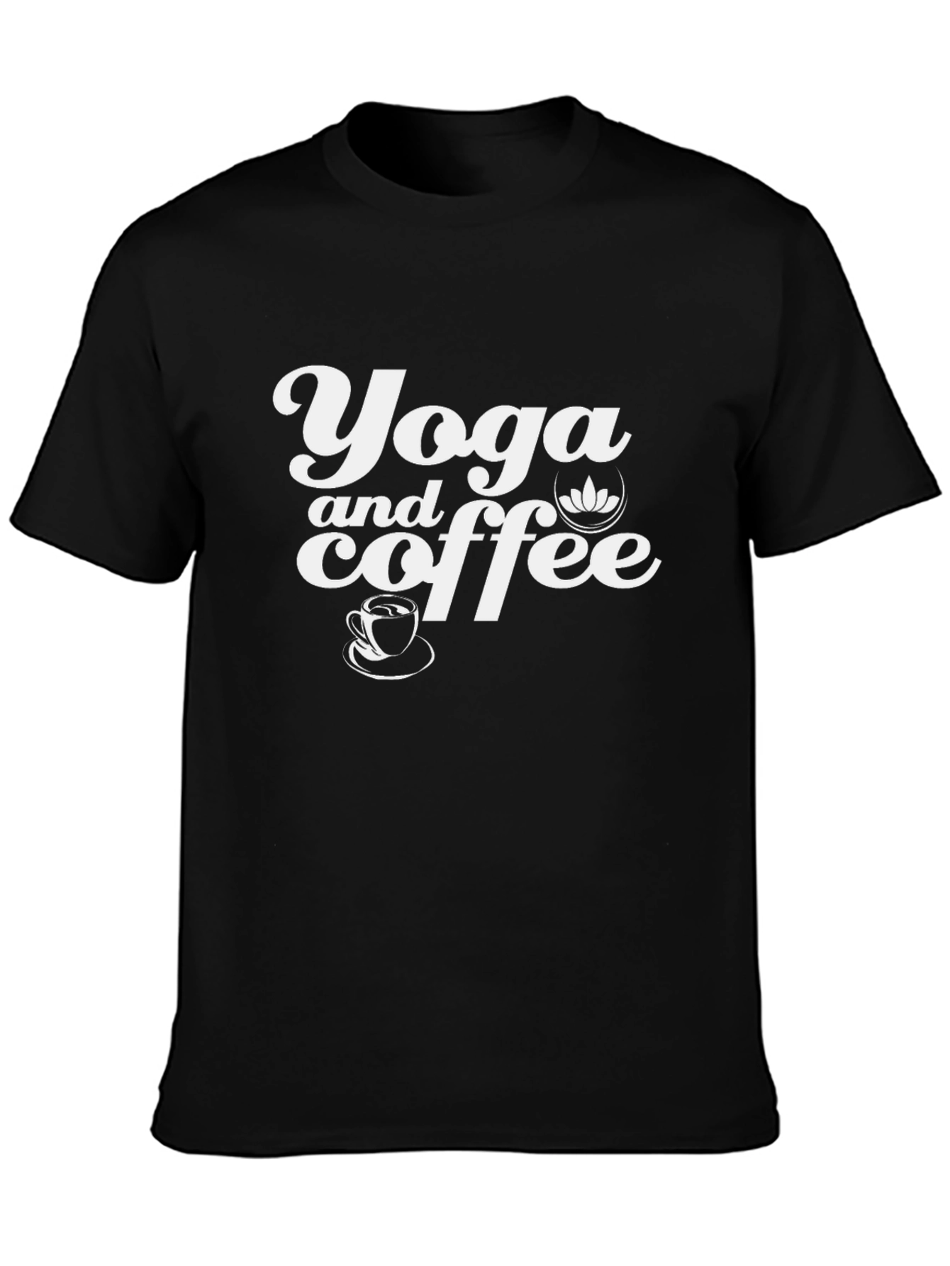 Yoga and Coffee Black Graphic Tee Shirt