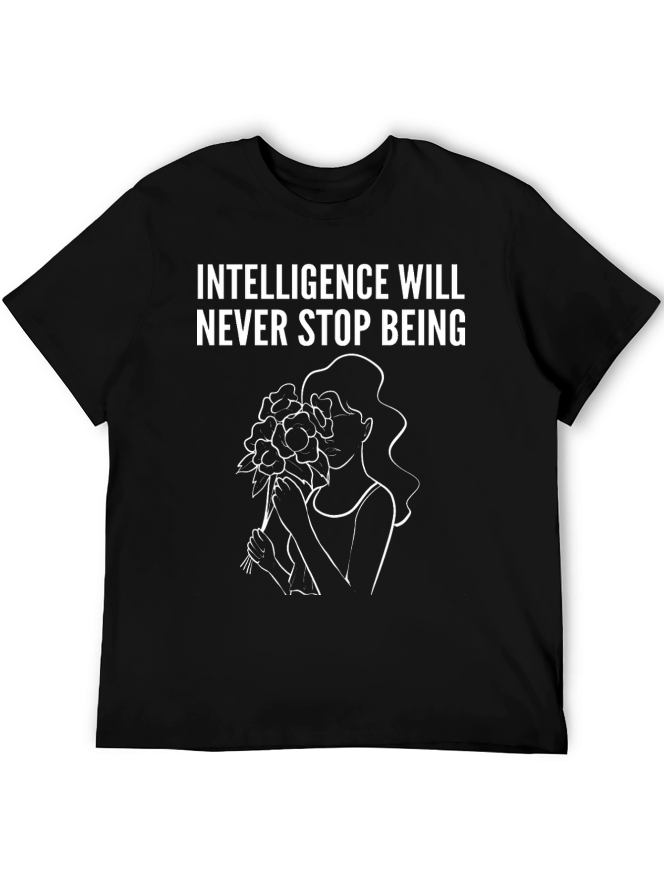 Intelligence Flower Woman Graphic Tee - Black