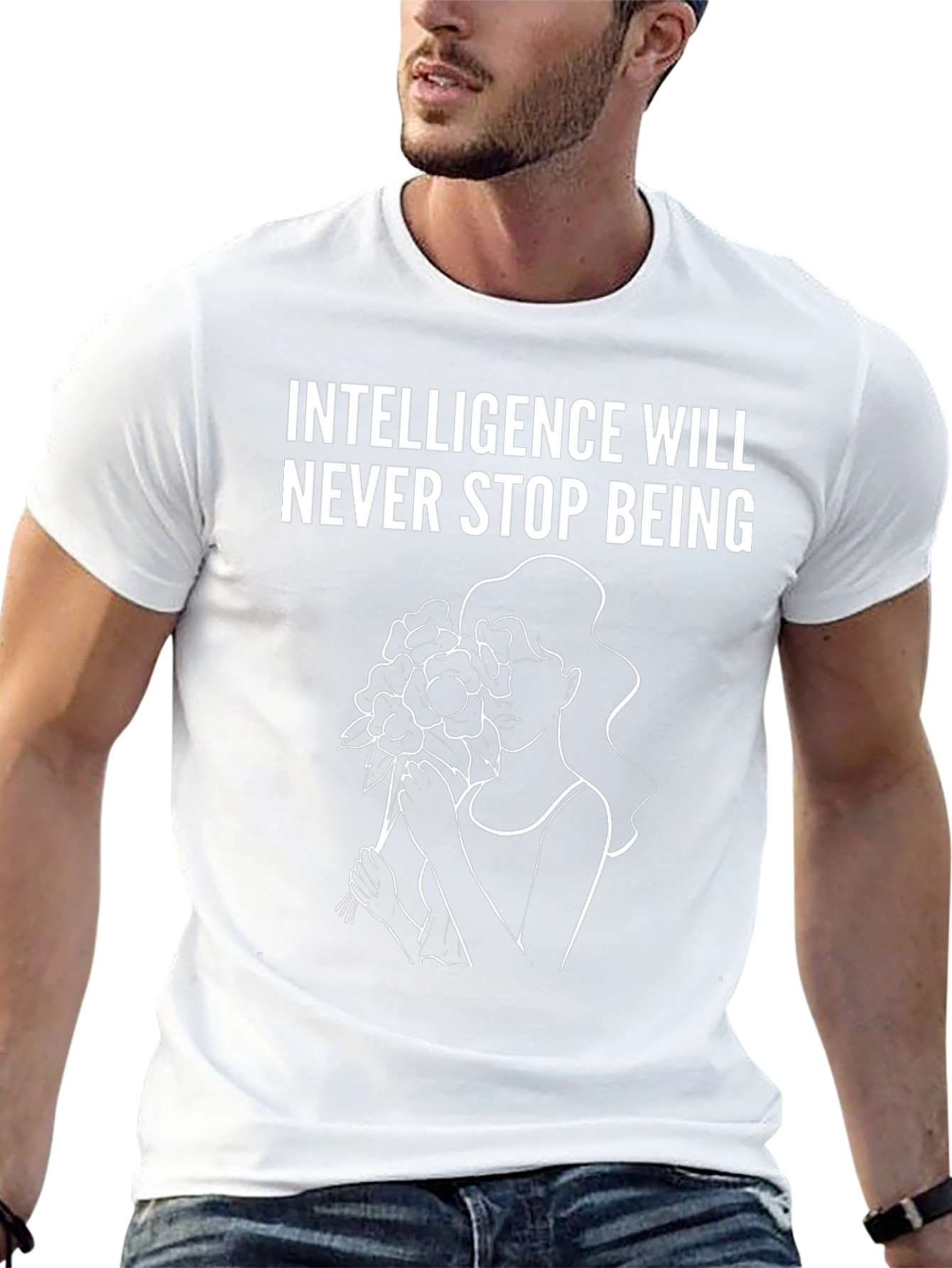 Intelligence Flower Woman Graphic Tee - Black
