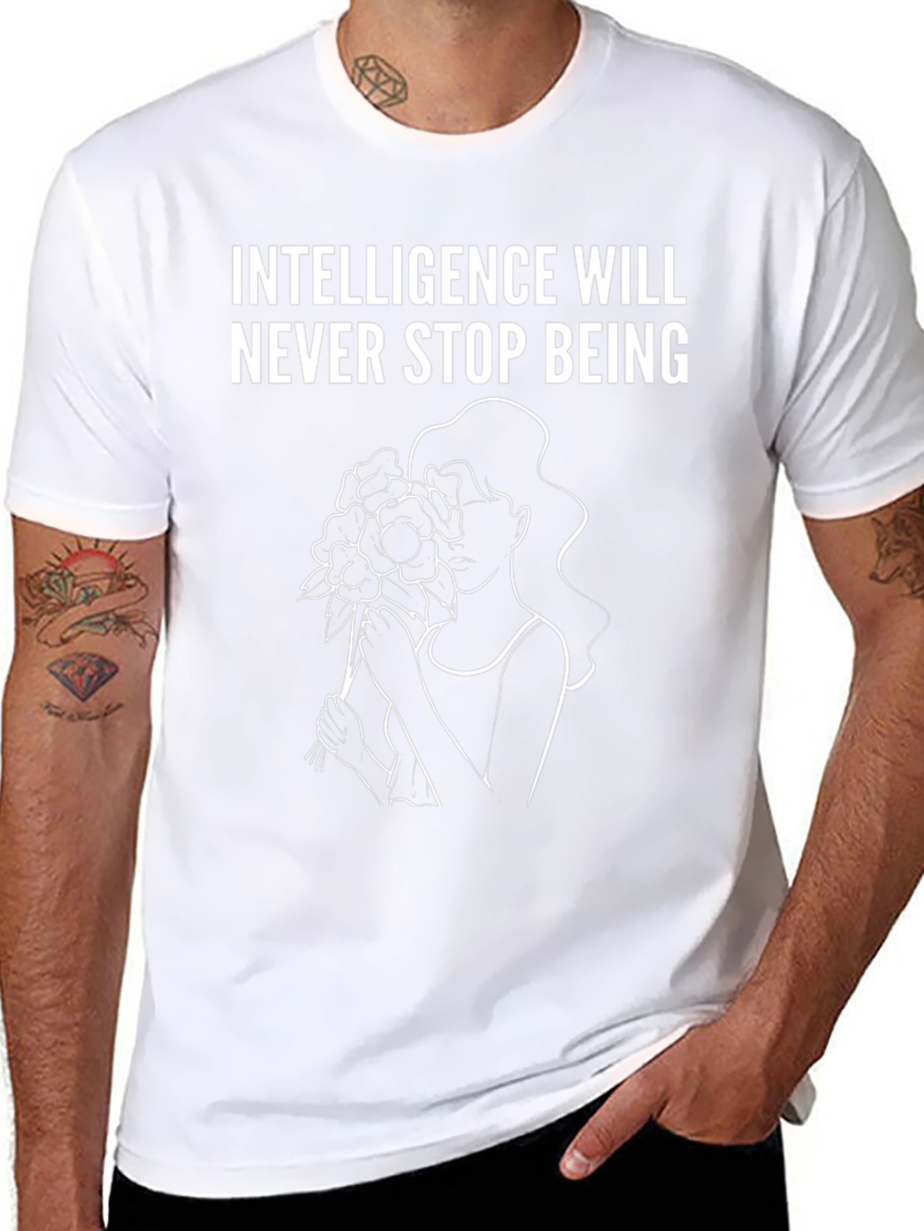 Intelligence Flower Woman Graphic Tee - Black