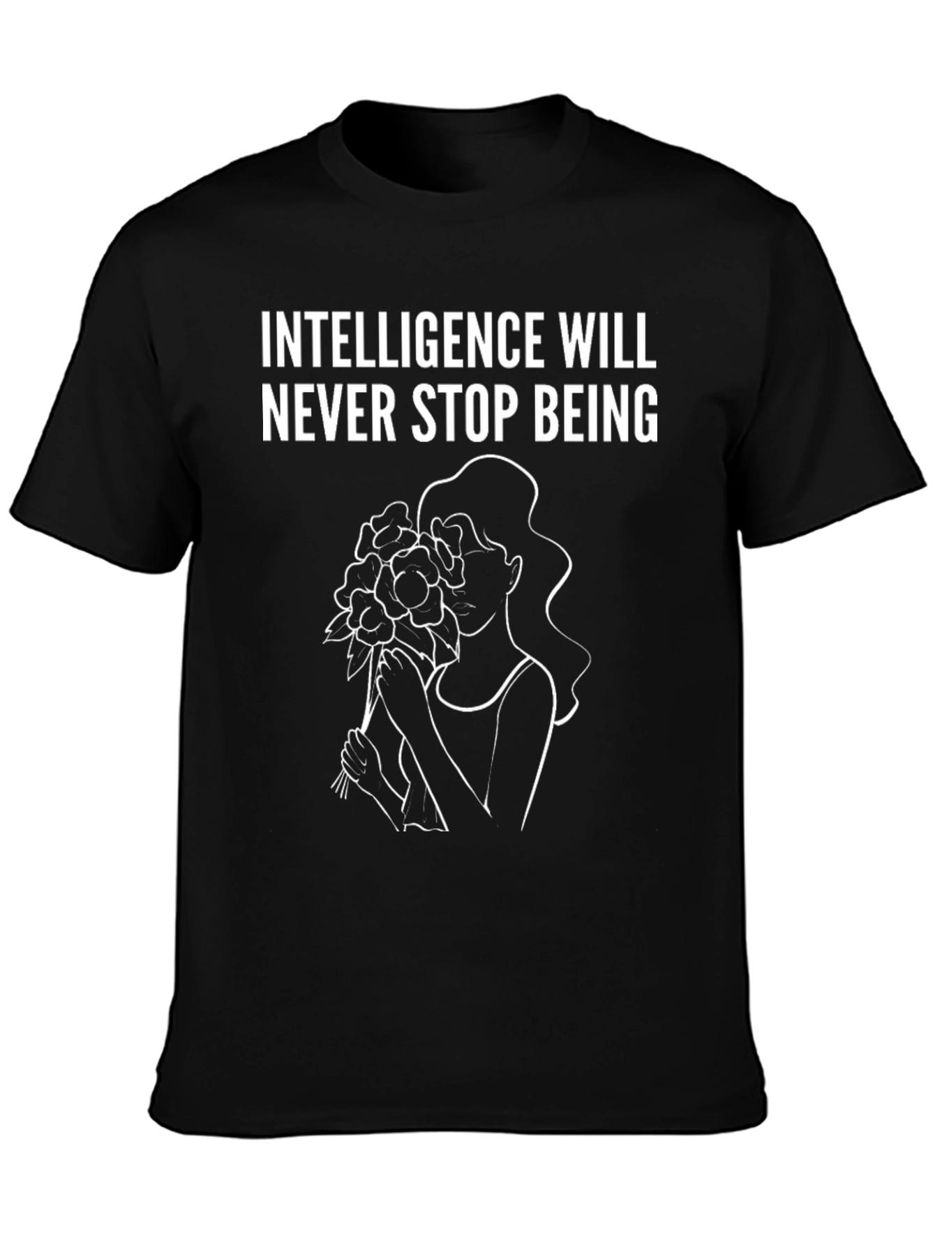 Intelligence Flower Woman Graphic Tee - Black