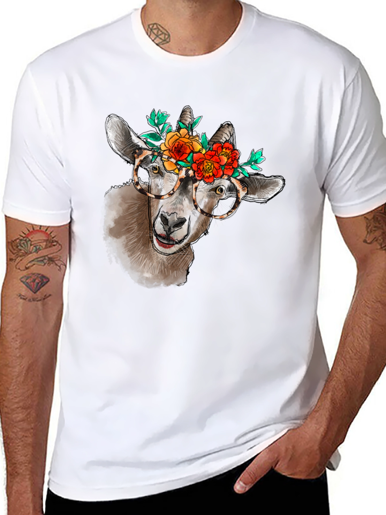 Goat with Flowers T-Shirt