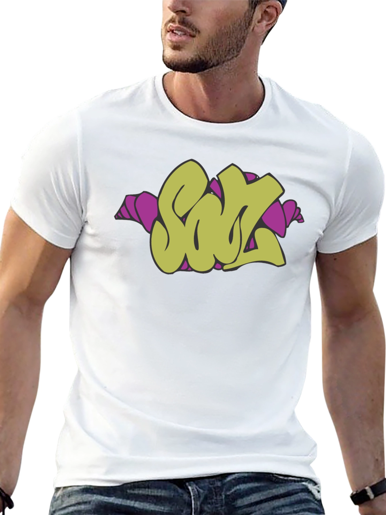 Graffiti Style Olive SOUL Graphic Black T-Shirt